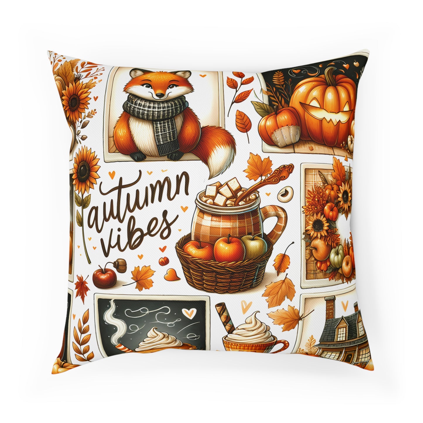 Autumn Vibes Cushion - Cozy Fall Decor, Pumpkin Pillows, Seasonal Home Accents, Gift for Thanksgiving, Rustic Autumn Decorations