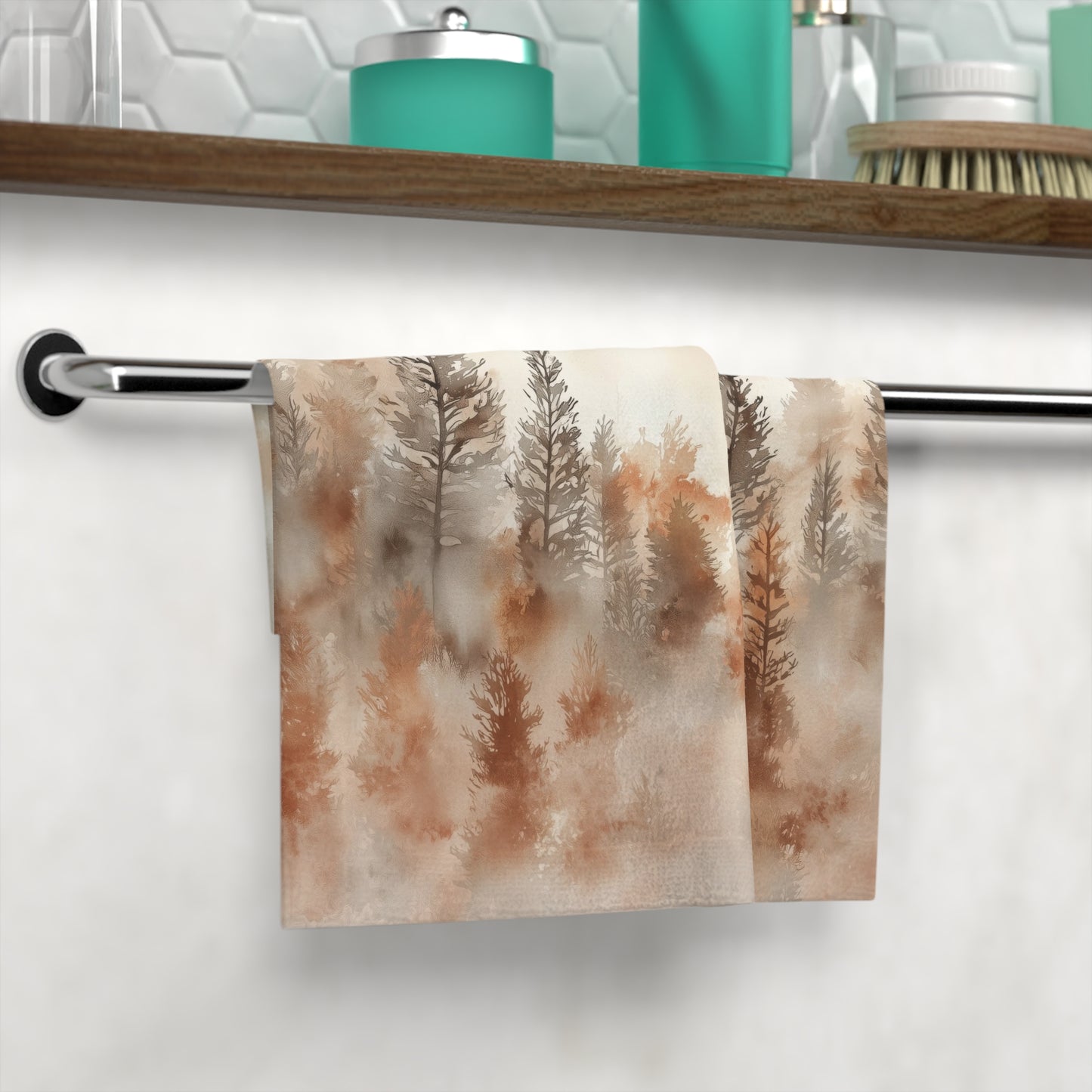 Rustic Forest Print Face Towel, Nature Lover Gift, Bathroom Decor, Cozy Home Accessory, Eco-Friendly Face Towel, Towels for Spa or Grooming
