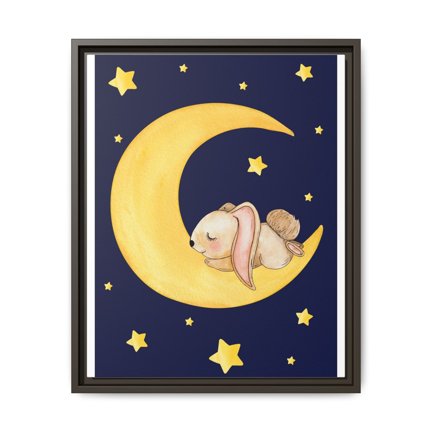 Whimsical Framed Artwork, Cute Bunny Moon Decor, Nursery Wall Art, Kid's Room Accent, Baby Shower Gift, Cozy Home Decor