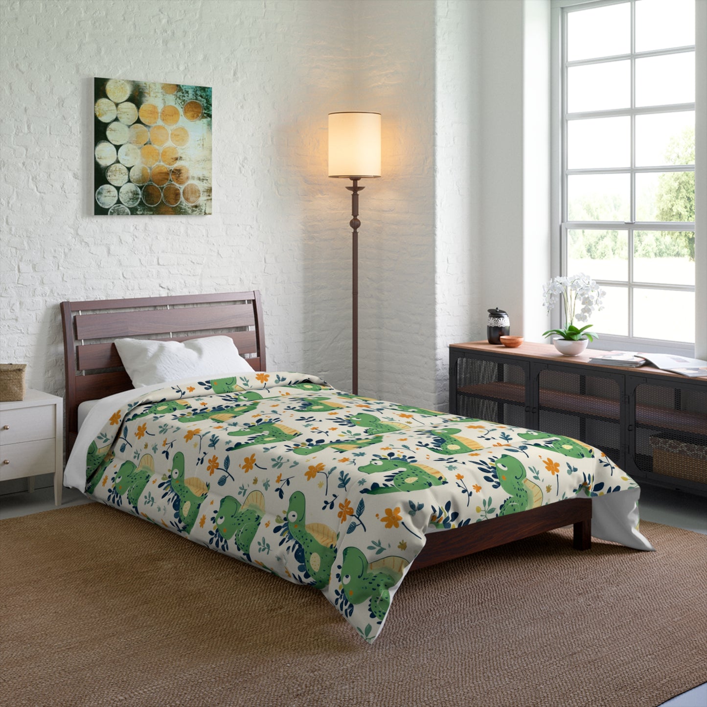Dinosaur-Themed Comforter for Kids, Cute Kids Bedding, Fun Bedroom Decor, Gift for Baby Showers, Nursery Essentials
