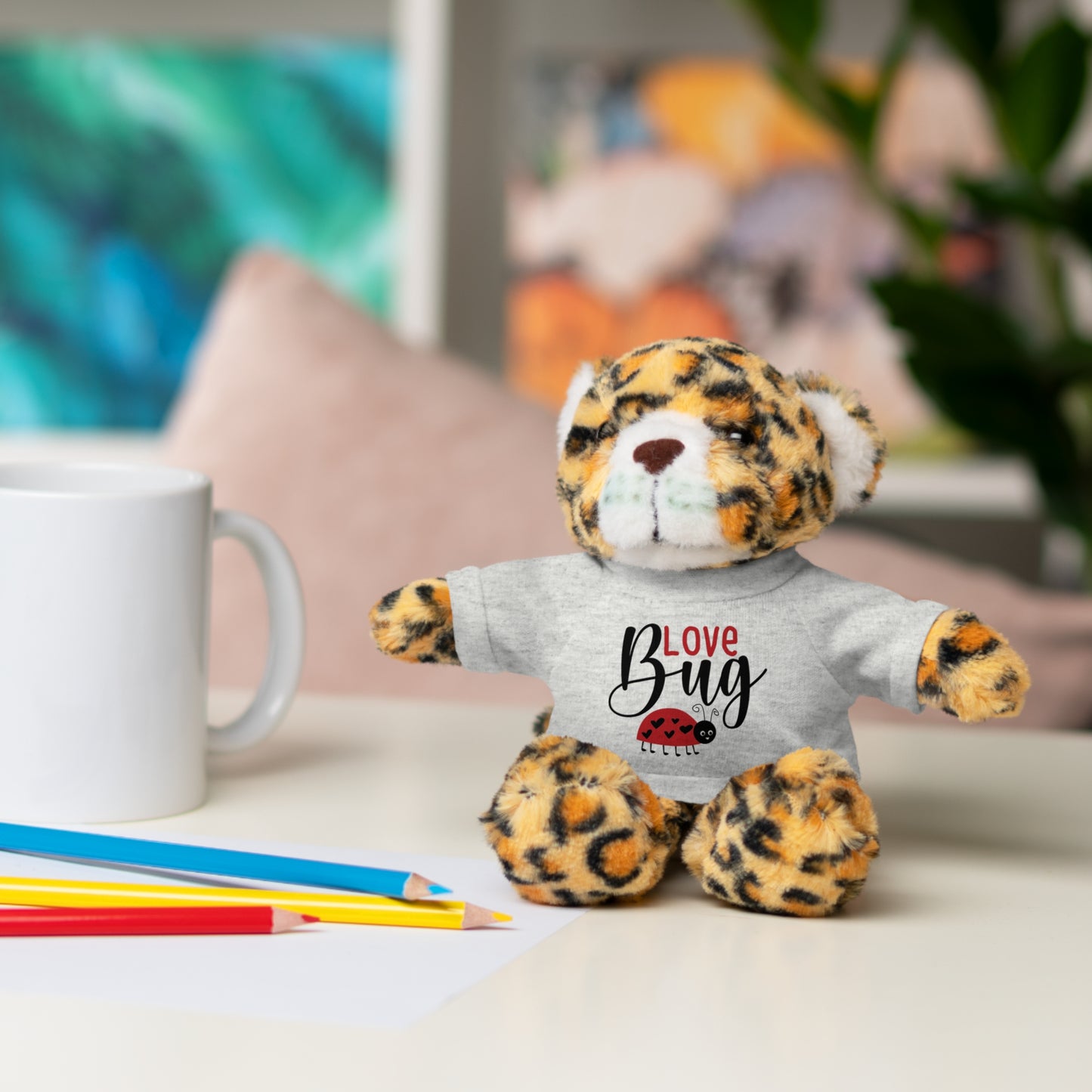 Love Bug Stuffed Animal with Tee, Cute Gift for Kids, Valentine's Day Plush Toy, Adorable Birthday Present, Snuggle Buddy