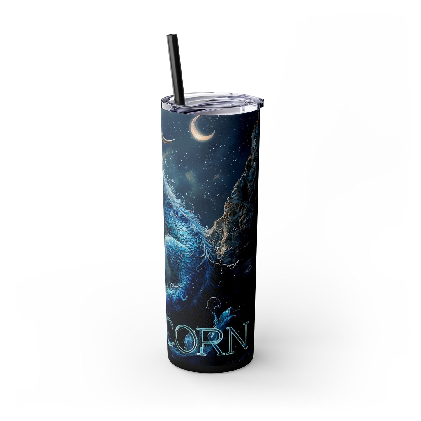 Capricorn Tumbler with Straw | 20oz Fantasy Drinkware, Magical Gift, Personalized Travel Cup, Unicorn Lover, Birthday Present