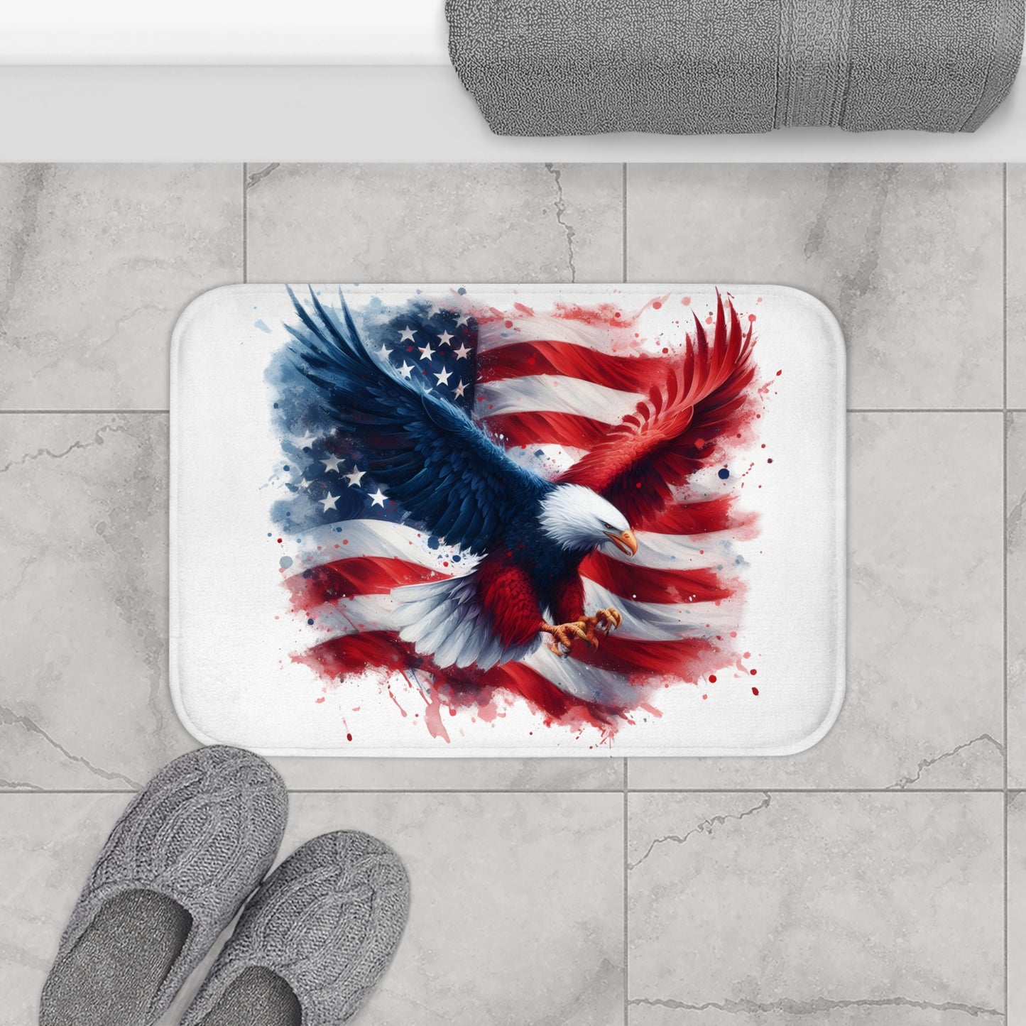 Patriotic Eagle Bath Mat - American Flag Vibe, Perfect for Home Decor, 4th of July, Gifts for Veterans, Rustic Bathroom
