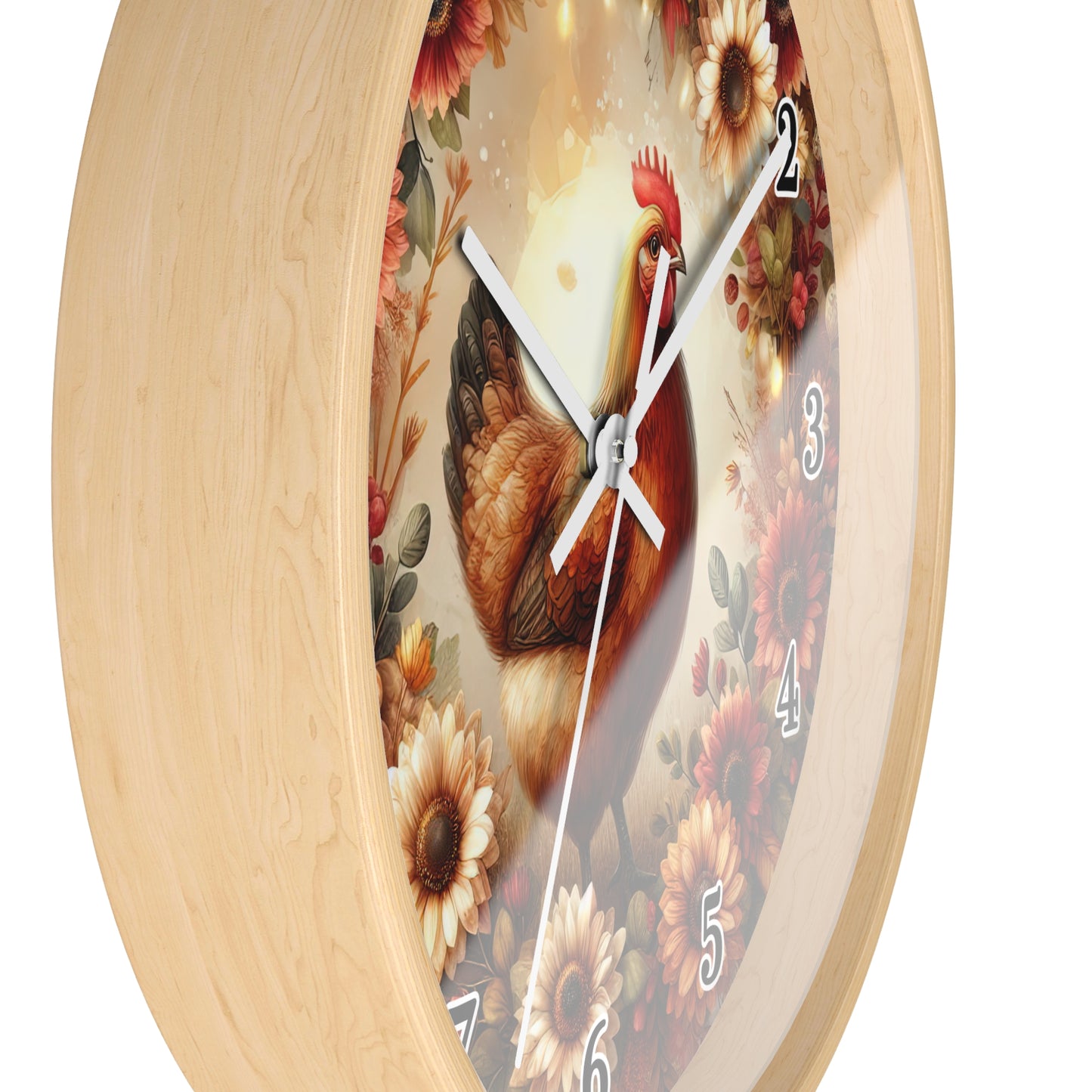 Rustic Chicken Wall Clock, Farmhouse Decor, Kitchen Wall Art, Gift for Chicken Lovers, Country Style Clock