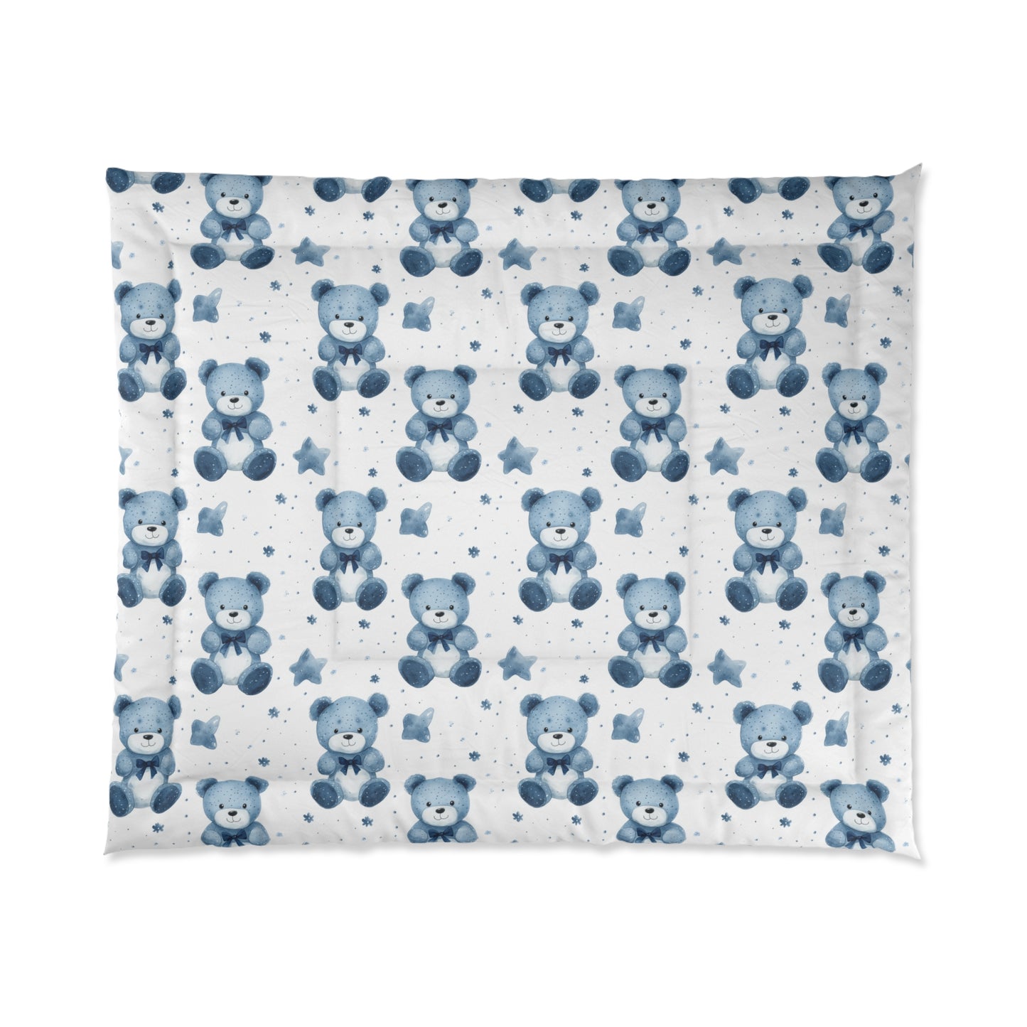 Cozy Bear Comforter - Soft Blue Teddy Bear Bedding, Kids Room Decor, Nursery Essentials, Seasonal Gift, Cute Bedroom Accessory