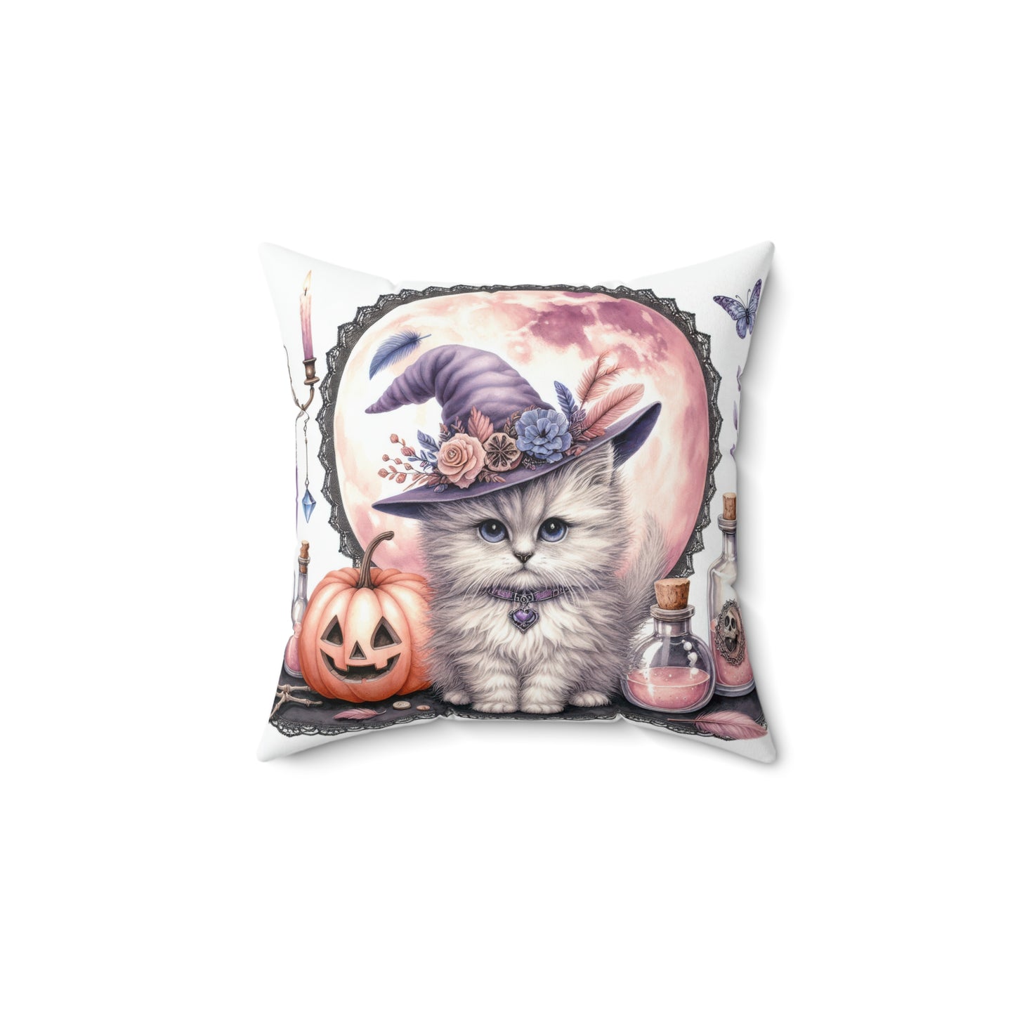 Cozy Halloween Cat Pillow, Spooky Decor, Witchy Vibe, Autumn Home Accent, Gift for Cat Lovers, Fall Celebration Cushion