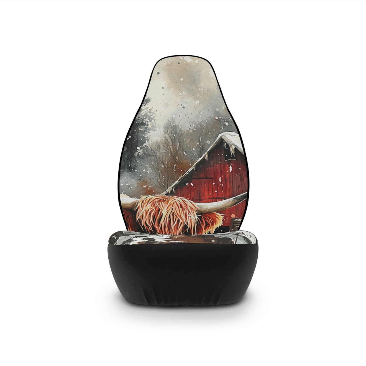 Winter Highland Cow Car Seat Covers, Cozy Auto Accessories, Farmhouse Decor, Unique Gift for Animal Lovers, Winter Road Trip Gear