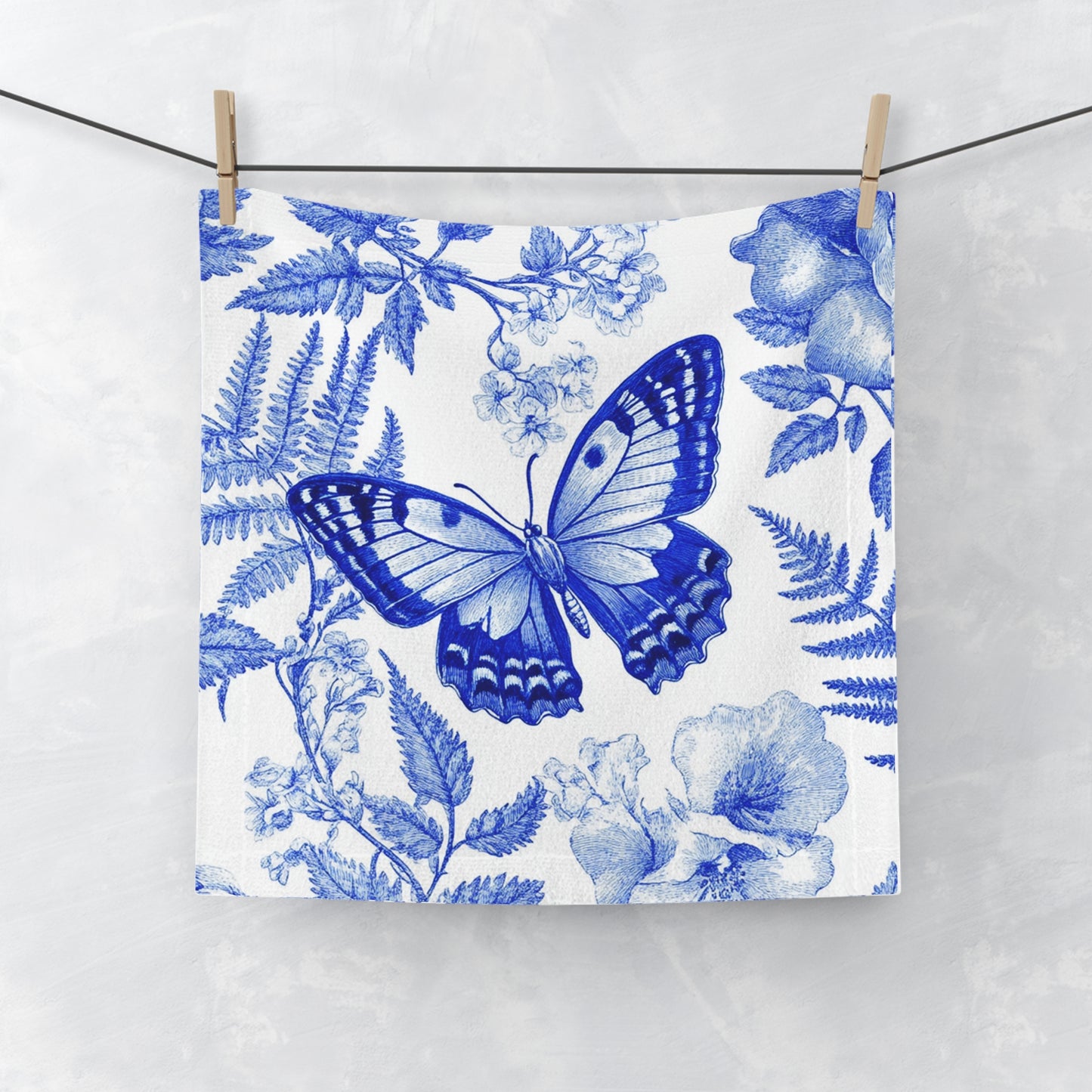 Butterfly Floral Face Towel - Soft Cotton Washcloth, Spa Gift, Bathroom Decor, Nature Lover, Eco-Friendly