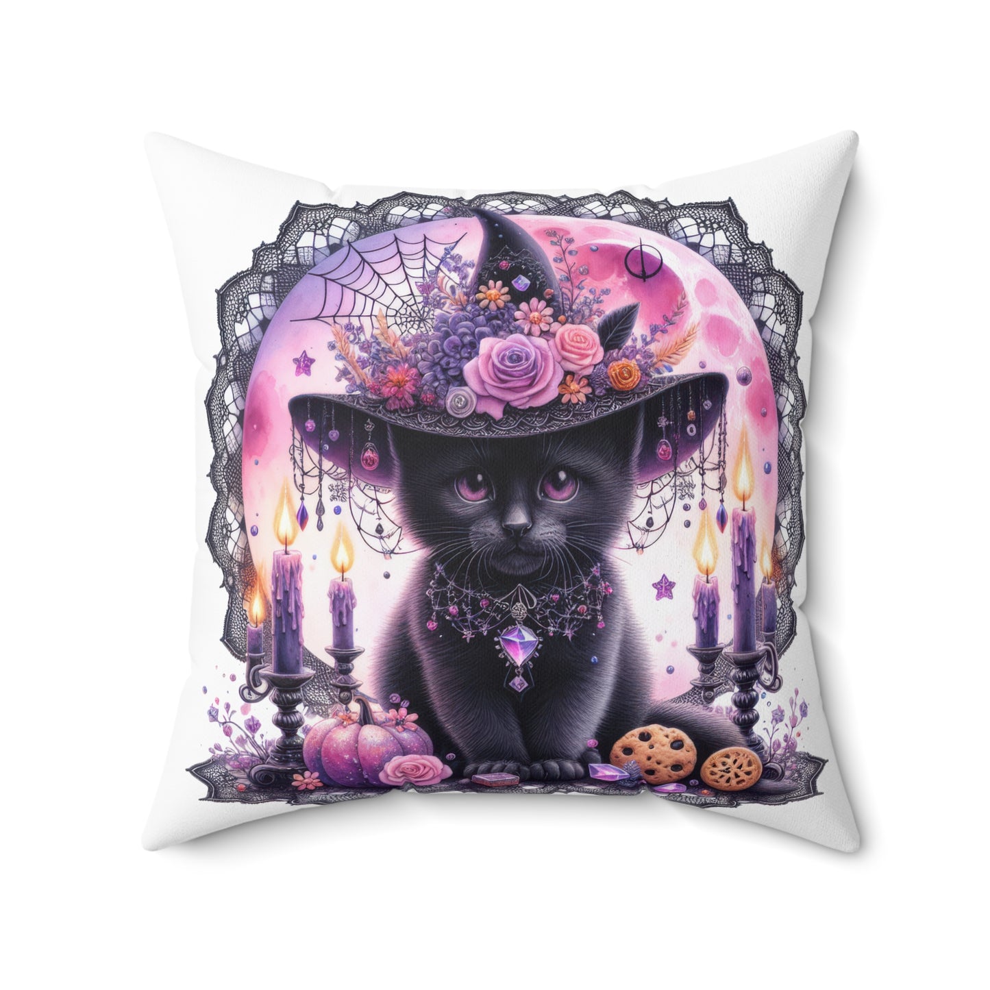 Whimsical Halloween Cat Pillow, Cozy Home Decor, Throw Pillow for Cat Lovers, Spooky Decor, Unique Gift for Halloween