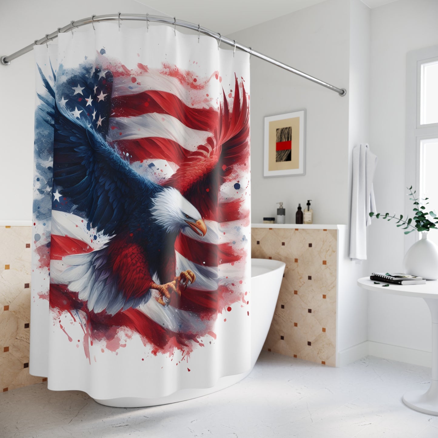 Patriotic Eagle Shower Curtain, American Flag Bathroom Decor, Unique Home Accent, Independence Day Gift, USA Pride Decoration