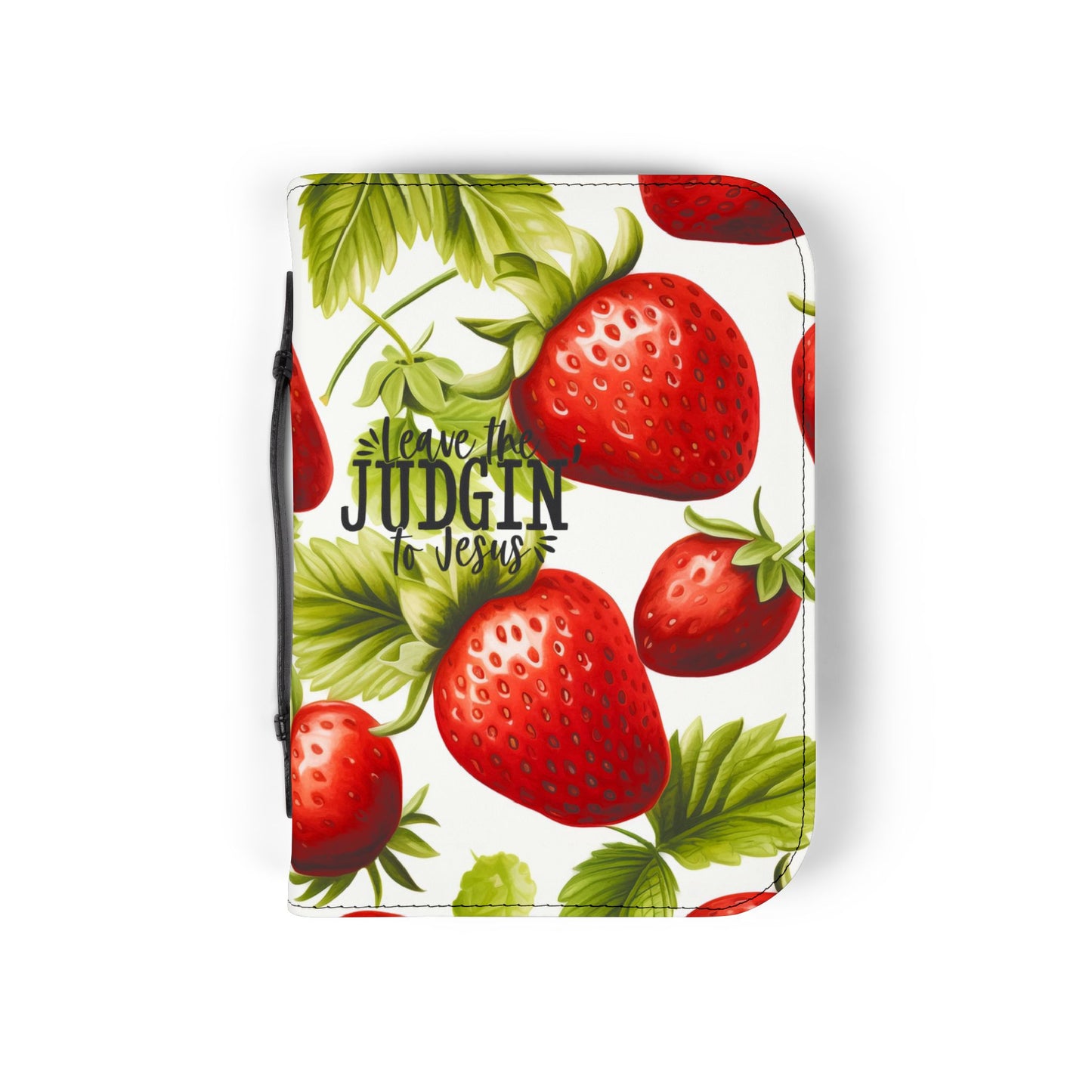 Strawberry Bible Cover, Floral Christian Accessory, Gift for Worship, Religious Journal Case, Church Essentials, Devotional Keeper
