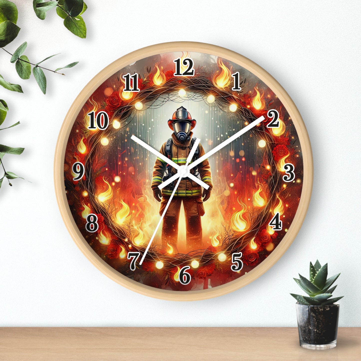 Firefighter Wall Clock - Heroic Decor for Firefighters, Unique Gift, Home Office, Firehouse Wall Art, Motivational Timepiece