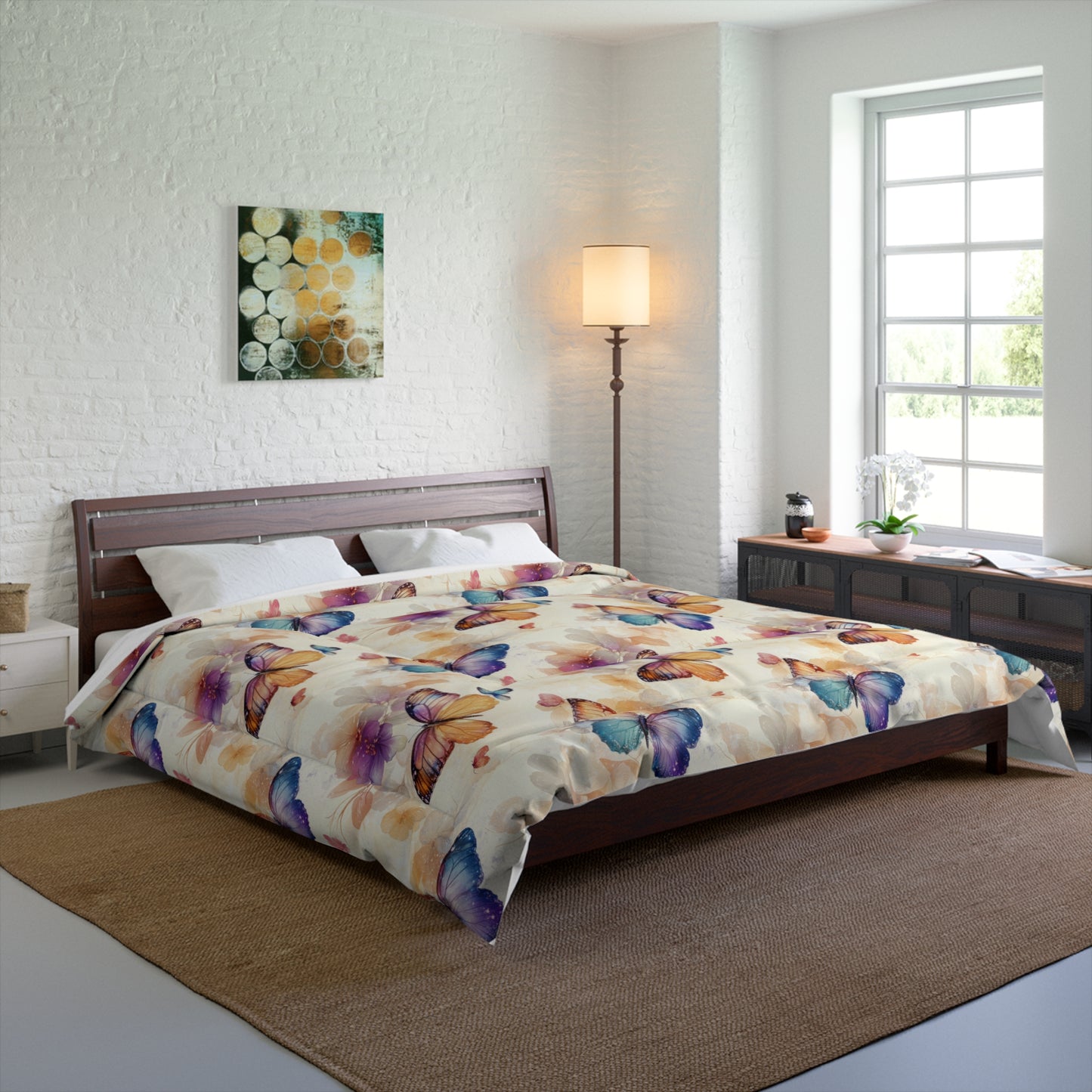 Butterfly Dreams Comforter, Cozy Home Decor, Bohemian Bedroom Accent, Gift for Nature Lovers, Spring or Summer Bedding