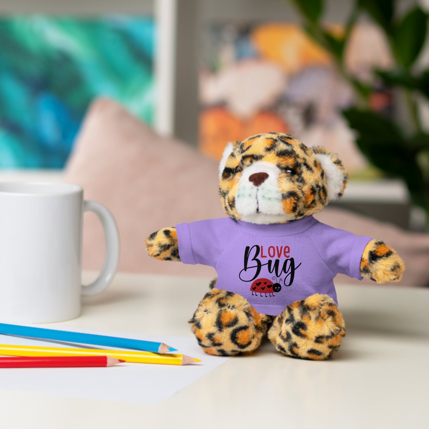 Love Bug Stuffed Animal with Tee, Cute Gift for Kids, Valentine's Day Plush Toy, Adorable Birthday Present, Snuggle Buddy
