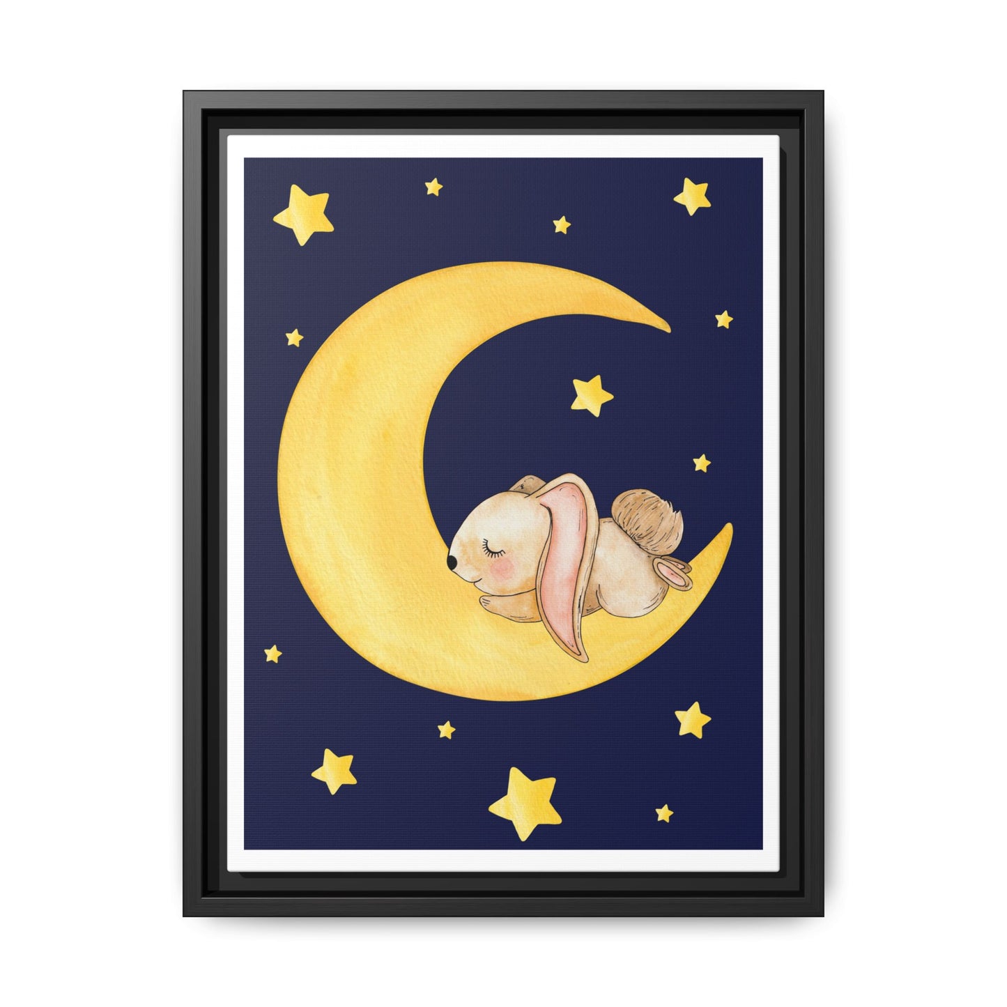 Whimsical Framed Artwork, Cute Bunny Moon Decor, Nursery Wall Art, Kid's Room Accent, Baby Shower Gift, Cozy Home Decor