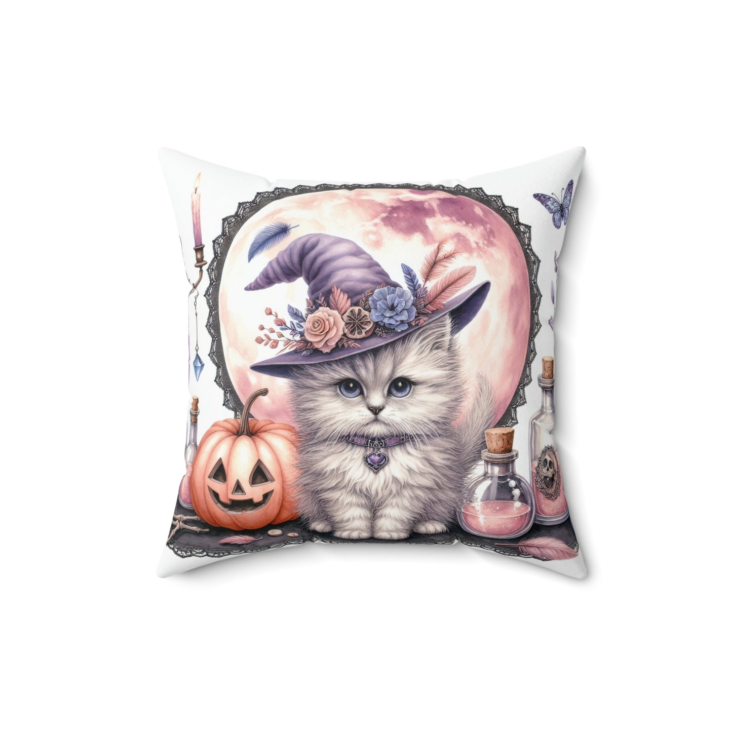 Cozy Halloween Cat Pillow, Spooky Decor, Witchy Vibe, Autumn Home Accent, Gift for Cat Lovers, Fall Celebration Cushion