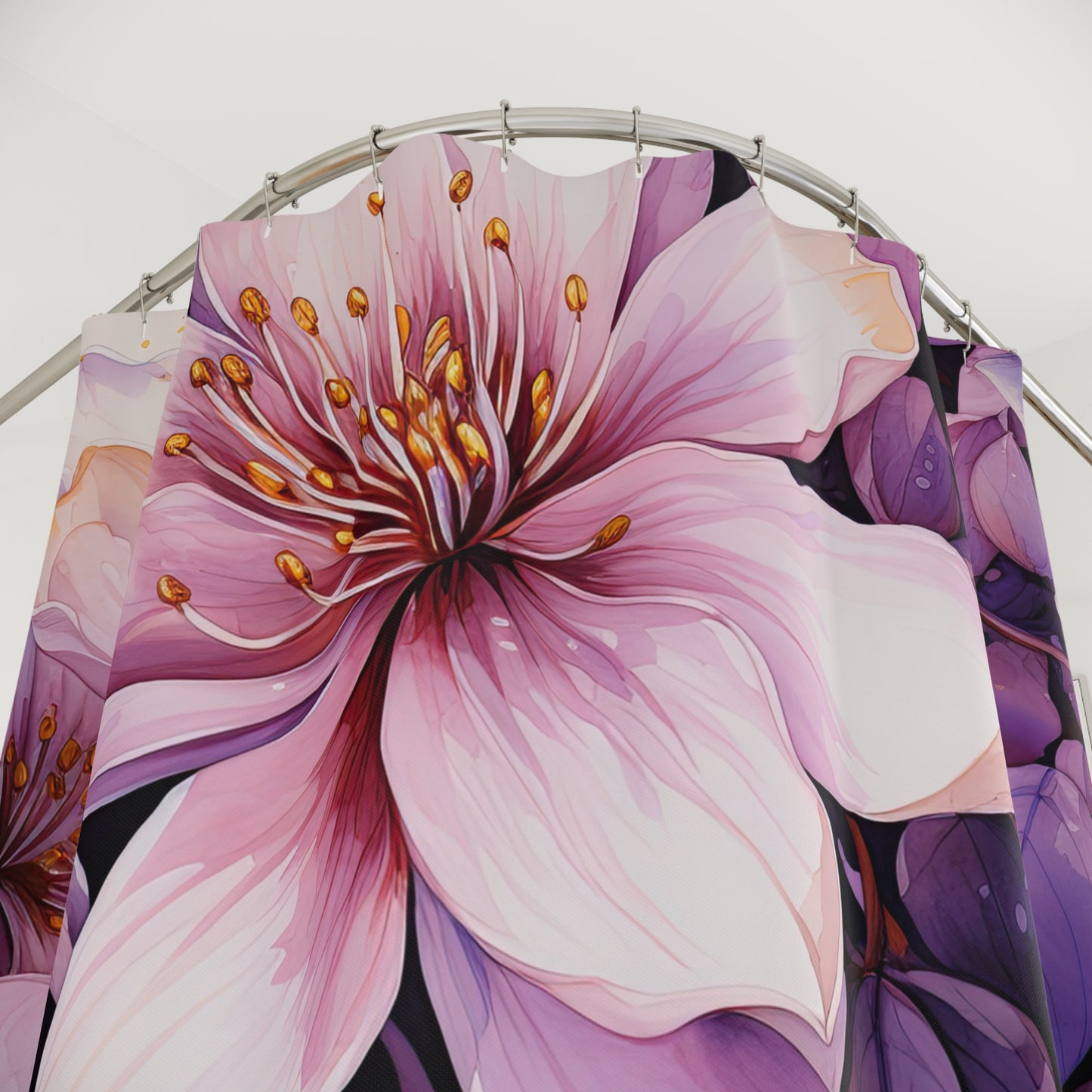 Floral Shower Curtain - Elegant Purple Bloom, Bathroom Decor, Floral Home Decor, Gift for Her, Spring and Summer Vibe