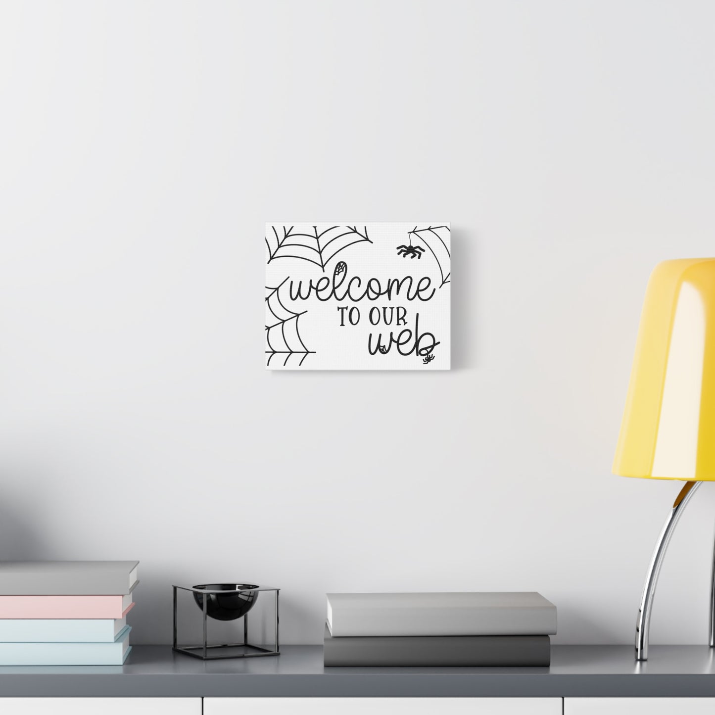 Welcome to Our Web Canvas Art, Spider Web Wall Decor, Halloween Decor, Home Wall Art, Unique Gift Idea