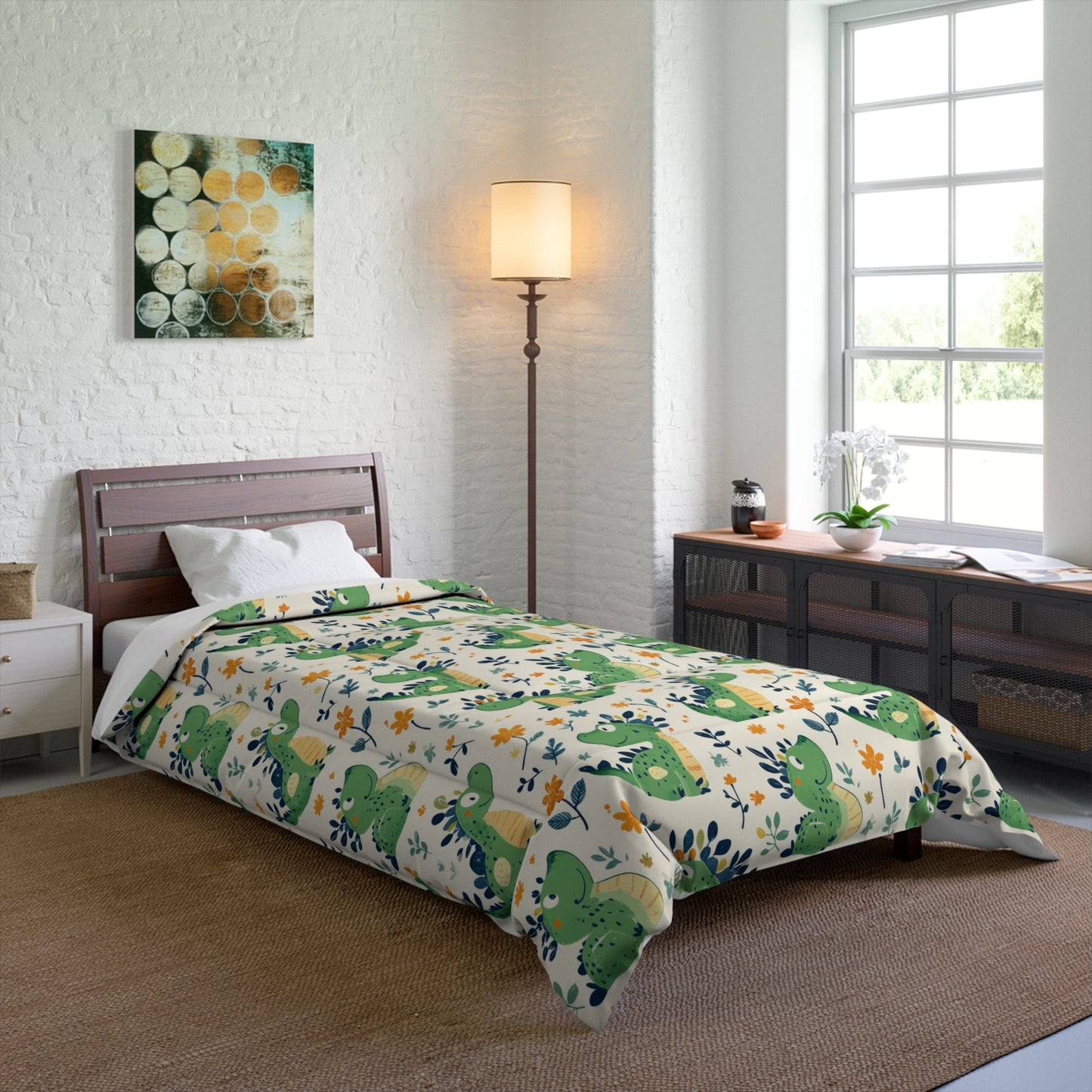Dinosaur-Themed Comforter for Kids, Cute Kids Bedding, Fun Bedroom Decor, Gift for Baby Showers, Nursery Essentials