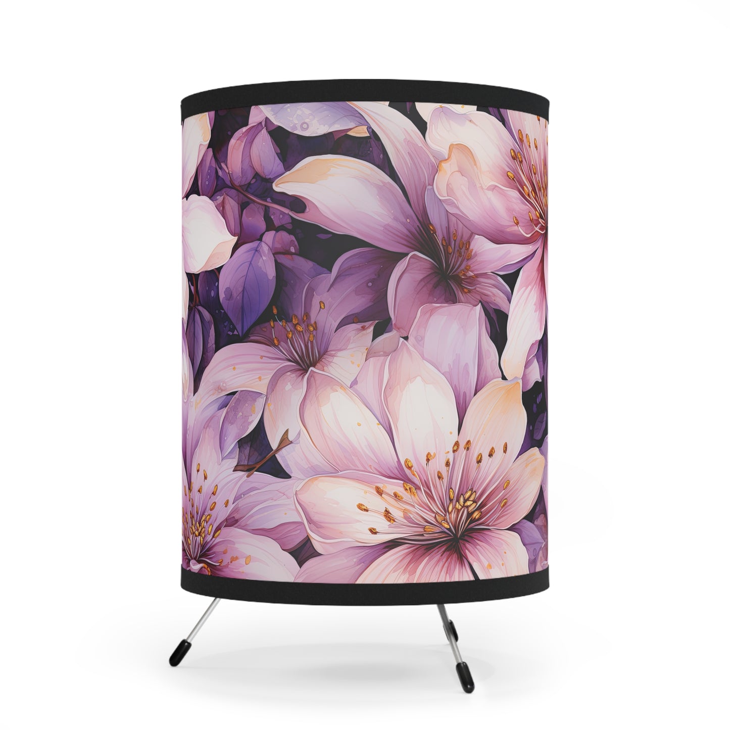Floral Tripod Lamp, Boho Home Decor, Bedroom Lighting, Gift for Her, Modern Decor, High-Res Prints