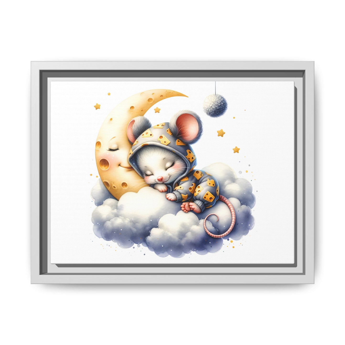 Whimsical Mouse Art Print, Cozy Kids Room Decor, Baby Shower Gift, Cute Nighttime Wall Art, Nursery Wall Decor
