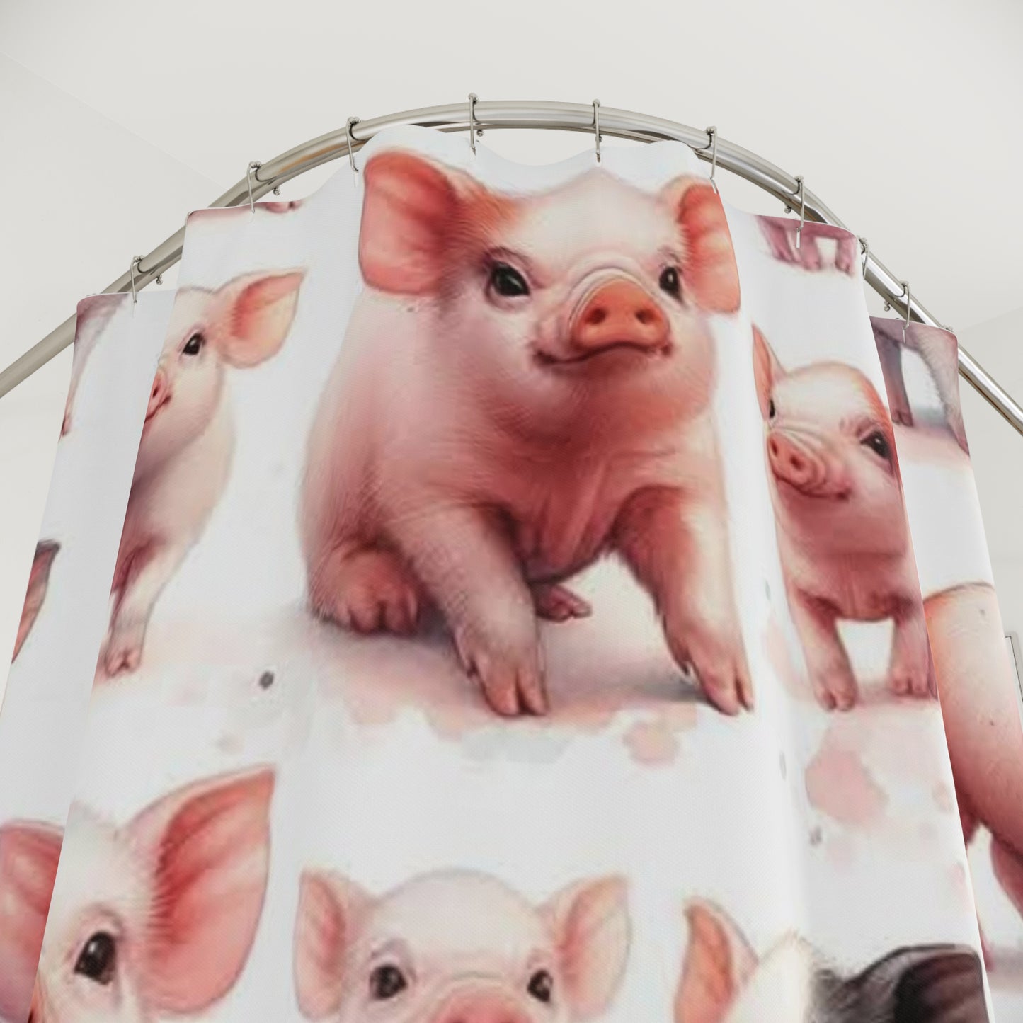 Adorable Farm Animal Shower Curtain, Cute Pig Decor, Bathroom Farmhouse Style, Unique Gift for Animal Lovers, Kids Bathroom Accessory
