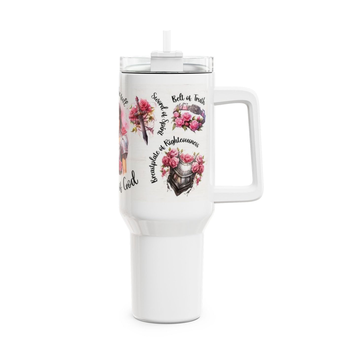 Empowered Floral Tumbler | 40oz Inspirational Drinkware | Gifts for Women | Motivational Reusable Cup | Self-Care Accessory