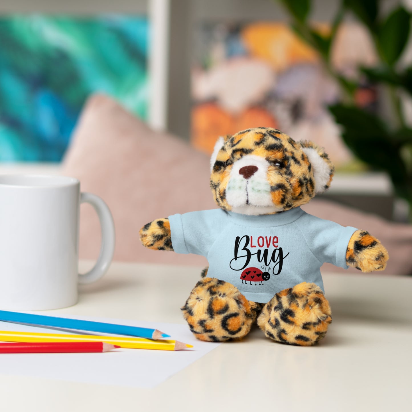 Love Bug Stuffed Animal with Tee, Cute Gift for Kids, Valentine's Day Plush Toy, Adorable Birthday Present, Snuggle Buddy