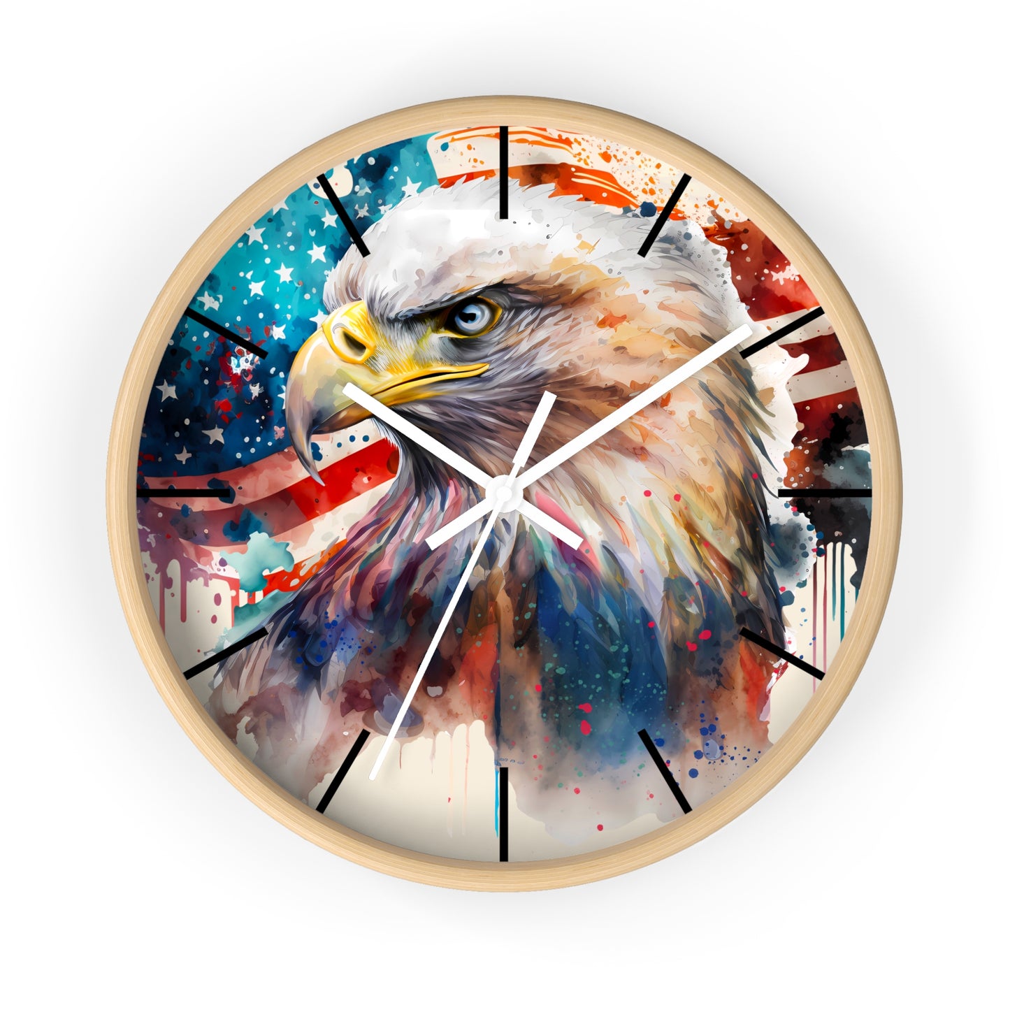 Patriotic Eagle Wall Clock, American Flag Decor, Rustic Home Accent, Independence Day Gift, Eagle Art Decoration
