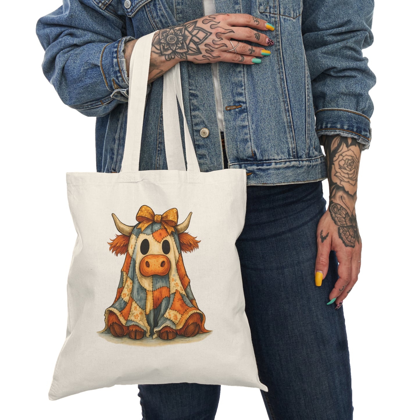 Adorable Cow Tote Bag, Cute Shopping Bag, Farmhouse Style, Gift for Cow Lovers, Eco-Friendly Tote