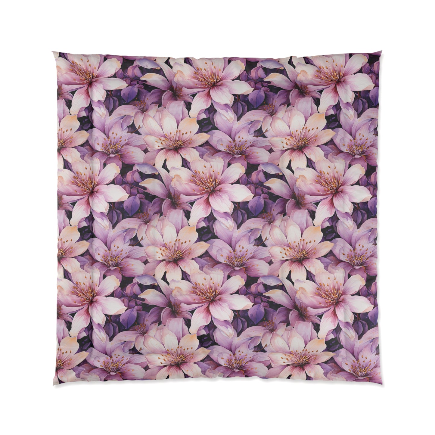 Floral Comforter - Cozy Blanket for Home Decor, Bedspread, Gift for Her, Spring Floral Bedding, Lightweight Quilt