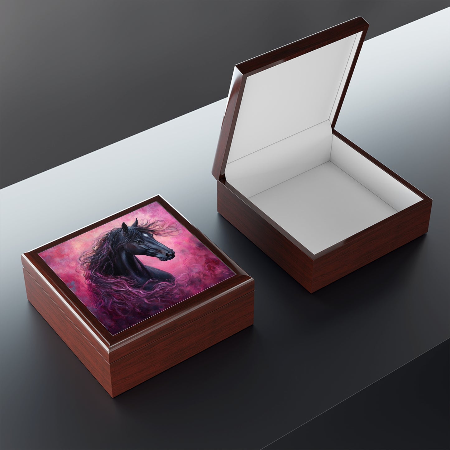 Unique Horse Artwork Jewelry Box, Horse Lover Gift, Elegant Keepsake Organizer, Home Decor with Artistic Design, Birthday Gift