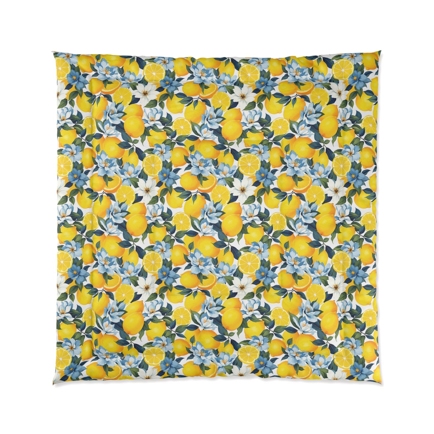 Lemon Blossom Comforter - Bright Citrus Bedding Set for Modern Bedrooms, Cozy Home Decor, Summer Vibes, Gift Idea