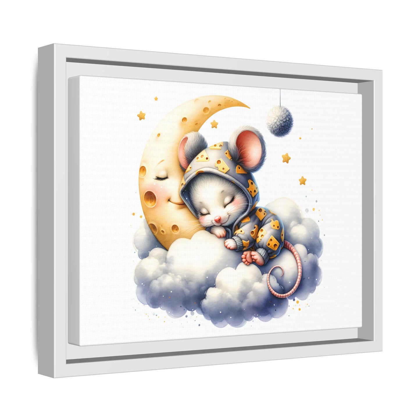 Whimsical Mouse Art Print, Cozy Kids Room Decor, Baby Shower Gift, Cute Nighttime Wall Art, Nursery Wall Decor