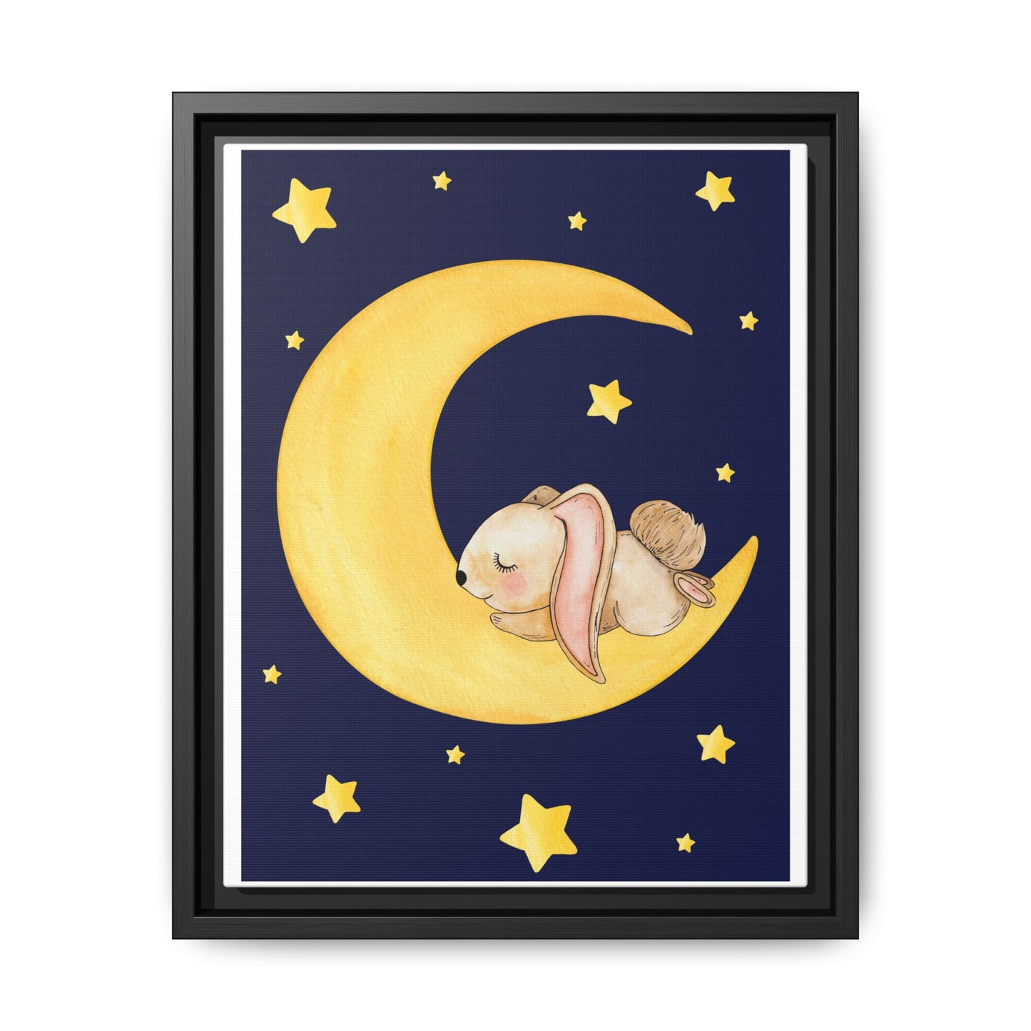 Whimsical Framed Artwork, Cute Bunny Moon Decor, Nursery Wall Art, Kid's Room Accent, Baby Shower Gift, Cozy Home Decor