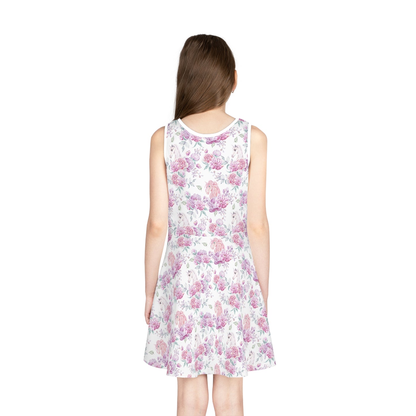 Girls' Pink Floral Unicorn Sleeveless Sundress
