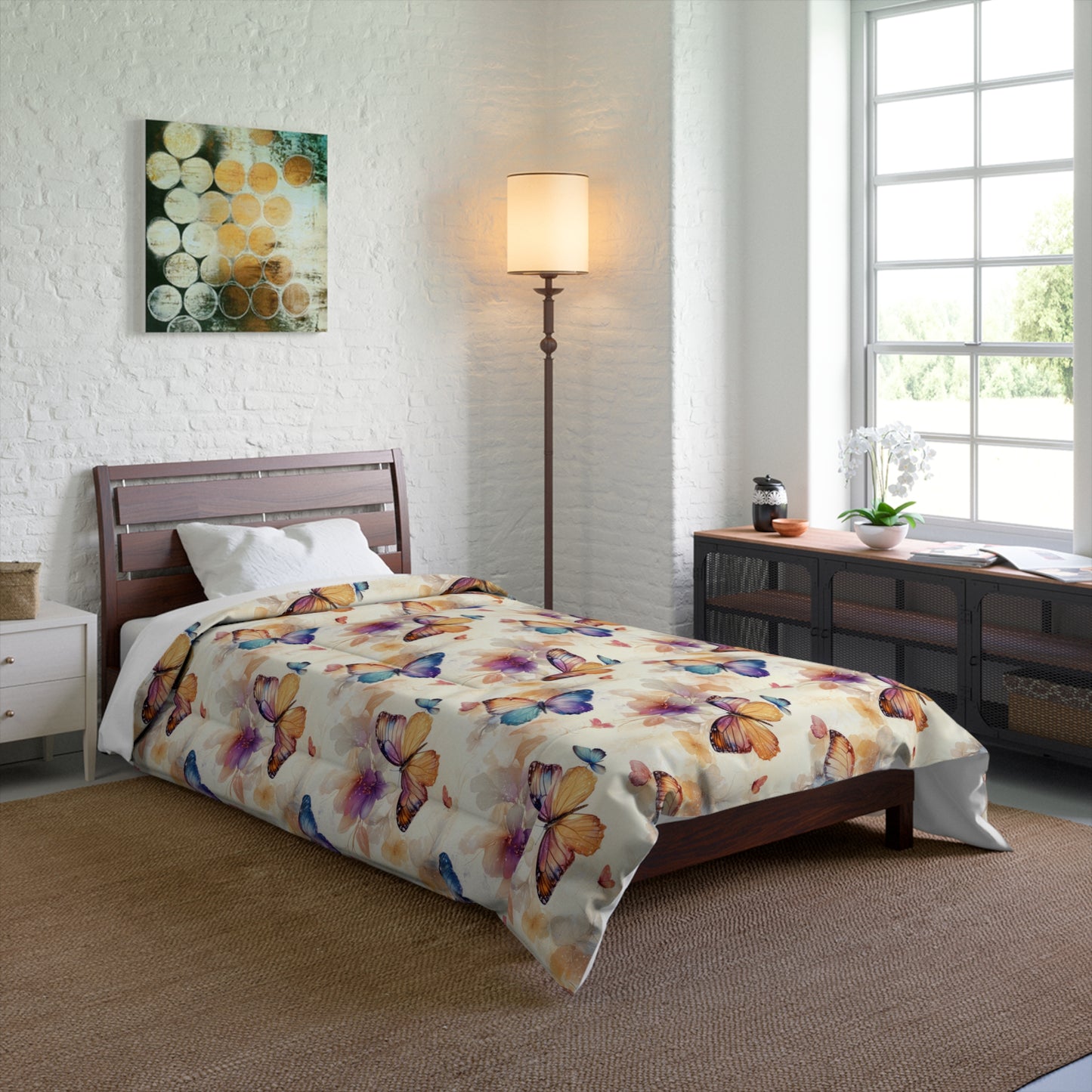 Butterfly Dreams Comforter, Cozy Home Decor, Bohemian Bedroom Accent, Gift for Nature Lovers, Spring or Summer Bedding