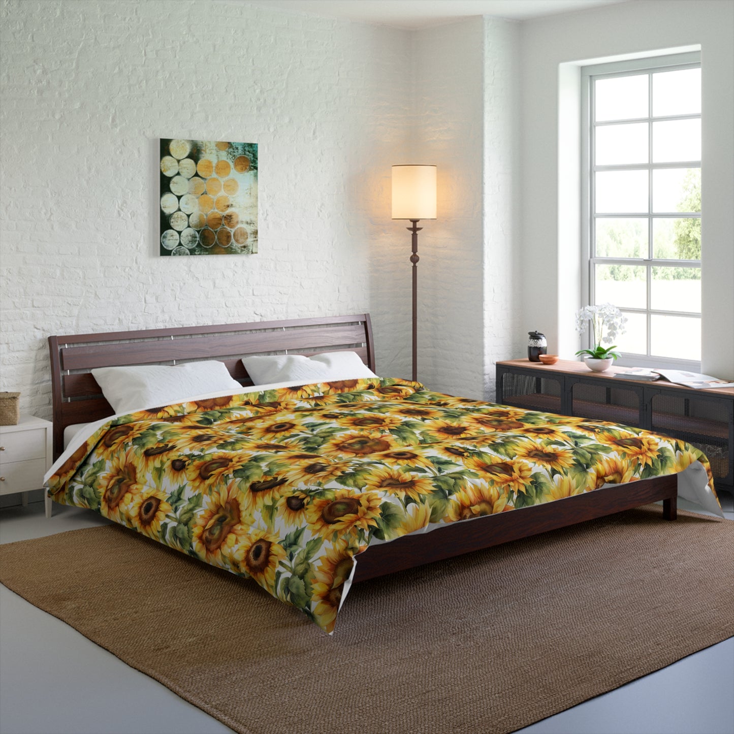Sunflower Comforter: Brighten Your Bedroom, Cozy Bedding, Floral Home Decor, Gift for Garden Lovers, Spring & Summer Bedding