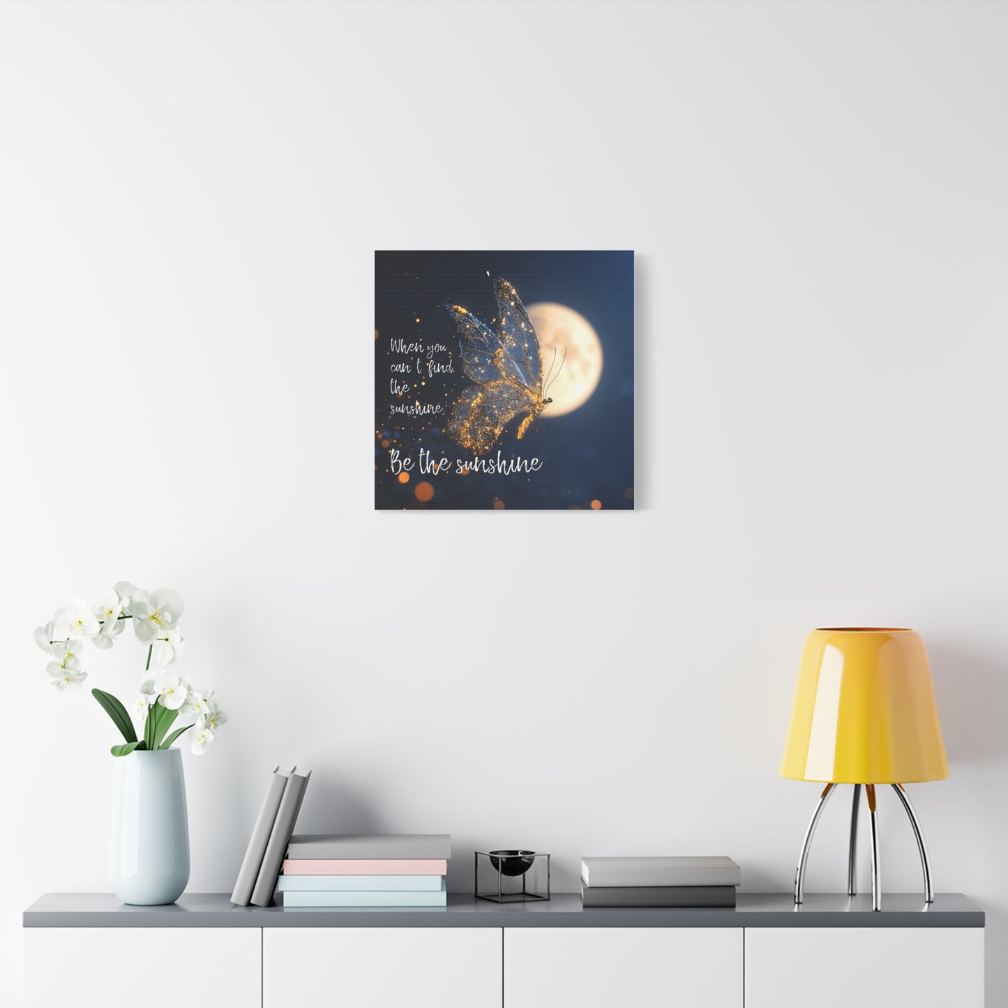 Inspirational Wall Art Canvas Print, Be the Sunshine Butterfly Decor, Motivational Home Decor, Gift for Friends, Positive Vibes