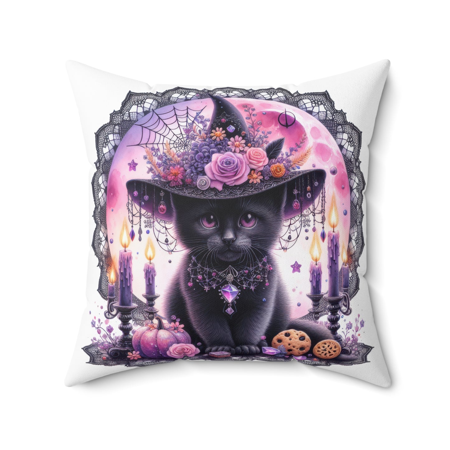 Whimsical Halloween Cat Pillow, Cozy Home Decor, Throw Pillow for Cat Lovers, Spooky Decor, Unique Gift for Halloween