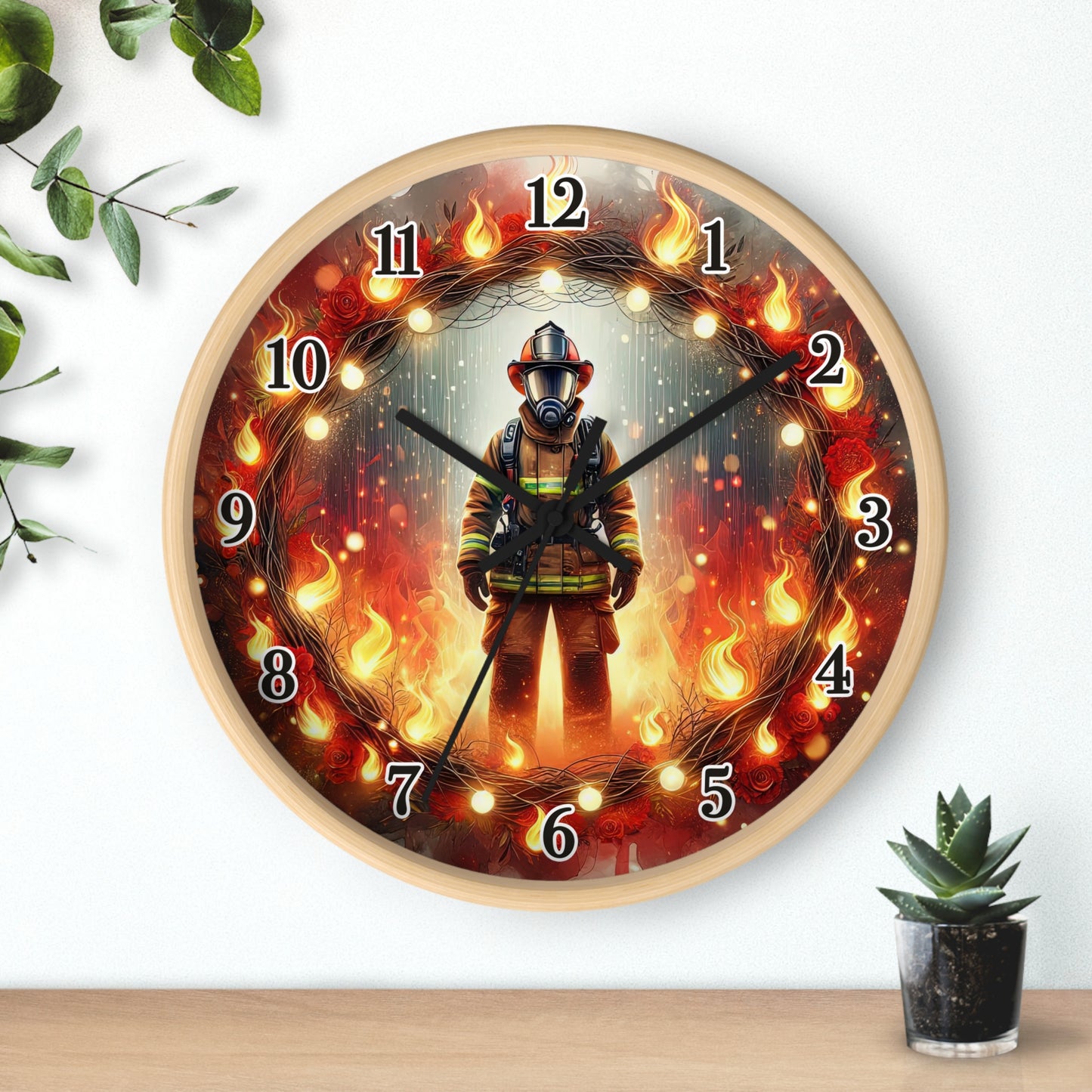 Firefighter Wall Clock - Heroic Decor for Firefighters, Unique Gift, Home Office, Firehouse Wall Art, Motivational Timepiece