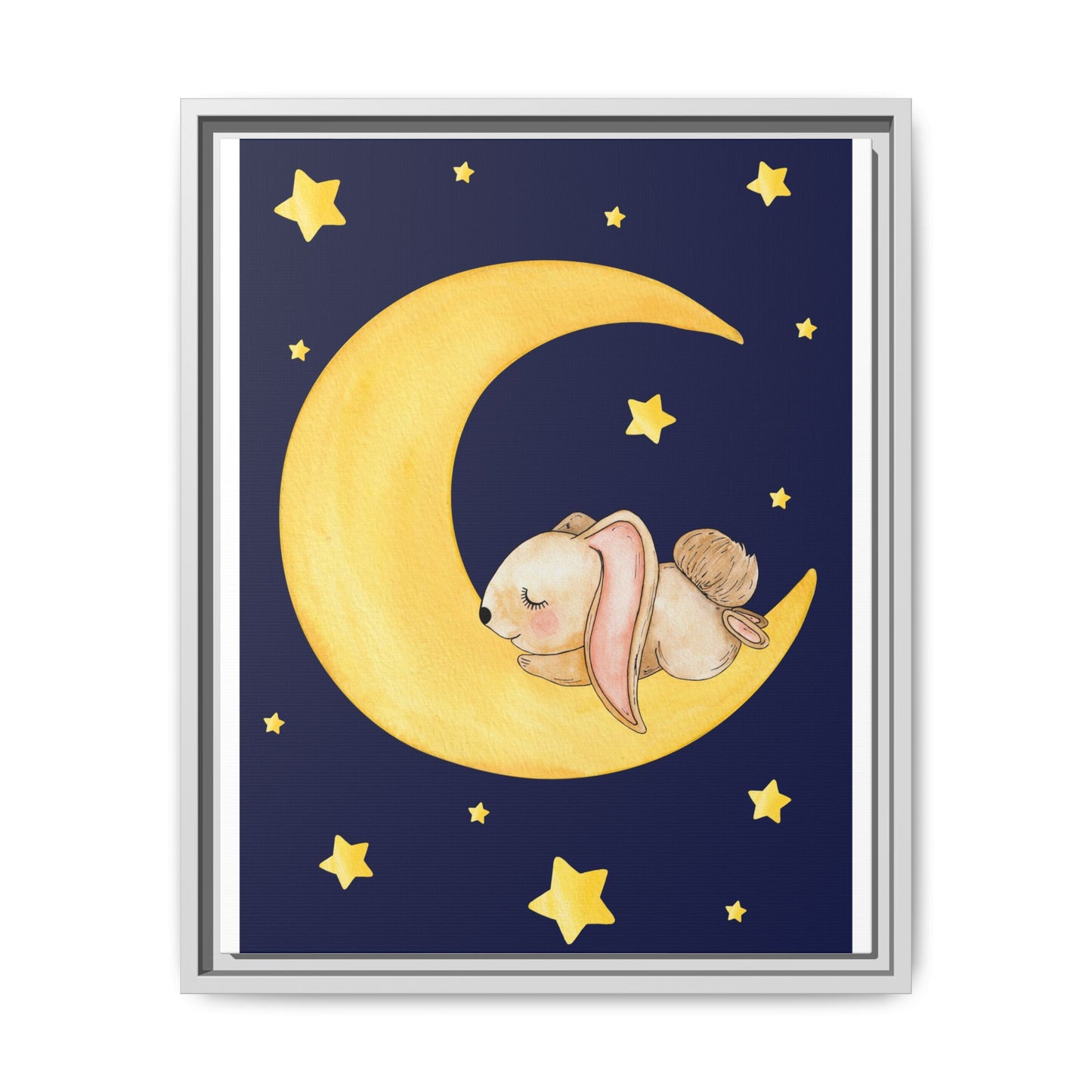 Whimsical Framed Artwork, Cute Bunny Moon Decor, Nursery Wall Art, Kid's Room Accent, Baby Shower Gift, Cozy Home Decor
