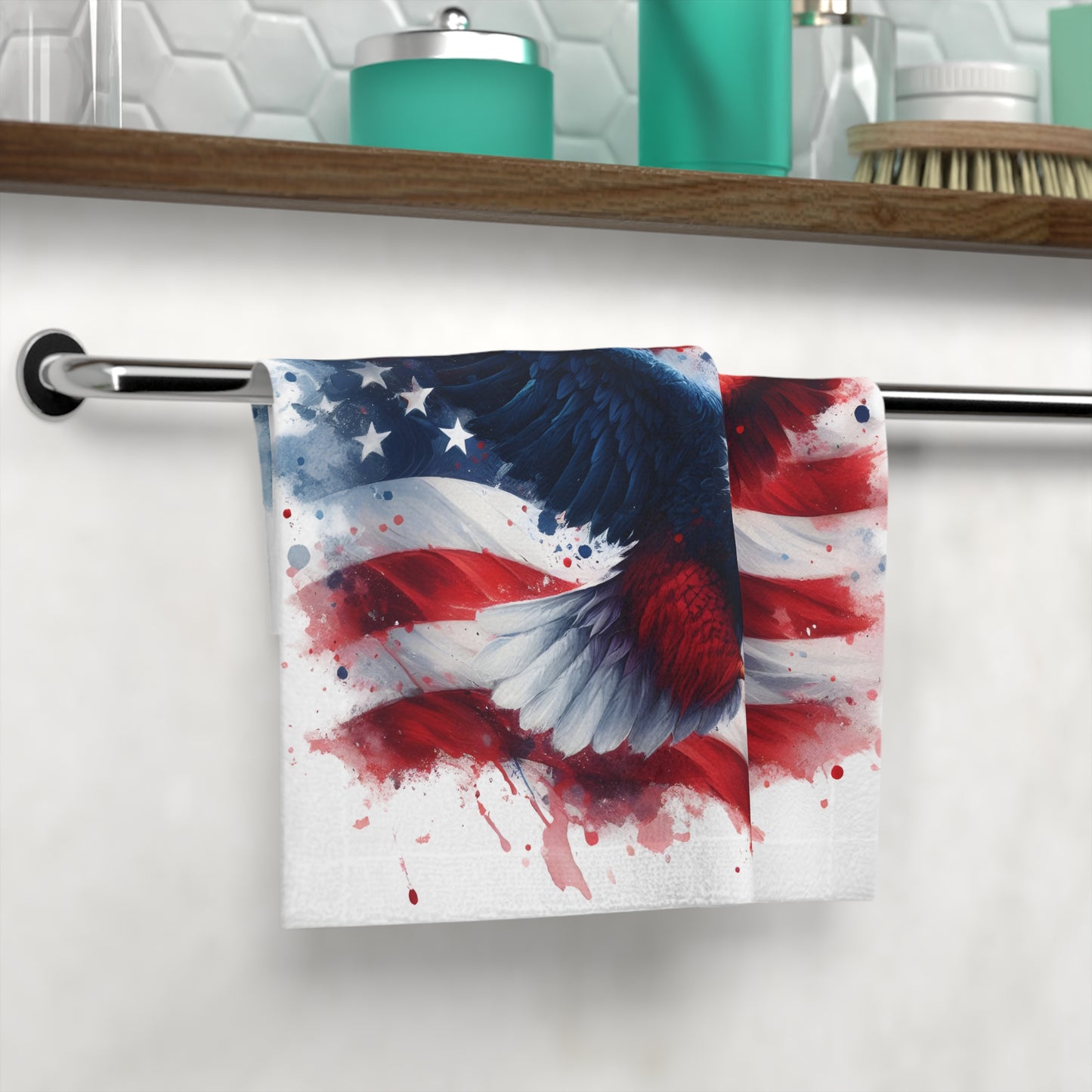 Patriotic Face Towel featuring American Eagle Design | Ideal for Holidays, Gifts, Kitchen & Home Decor, USA Celebrations, Father's Day