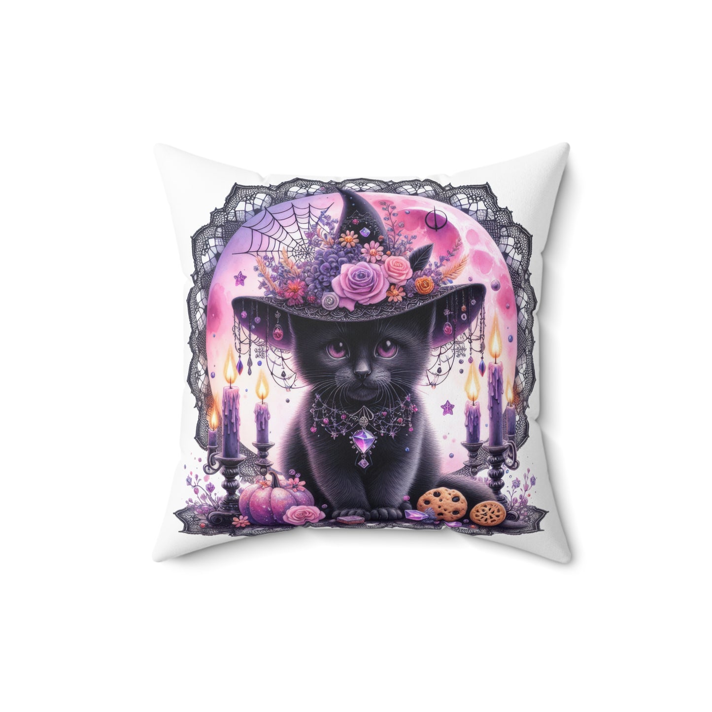 Whimsical Halloween Cat Pillow, Cozy Home Decor, Throw Pillow for Cat Lovers, Spooky Decor, Unique Gift for Halloween