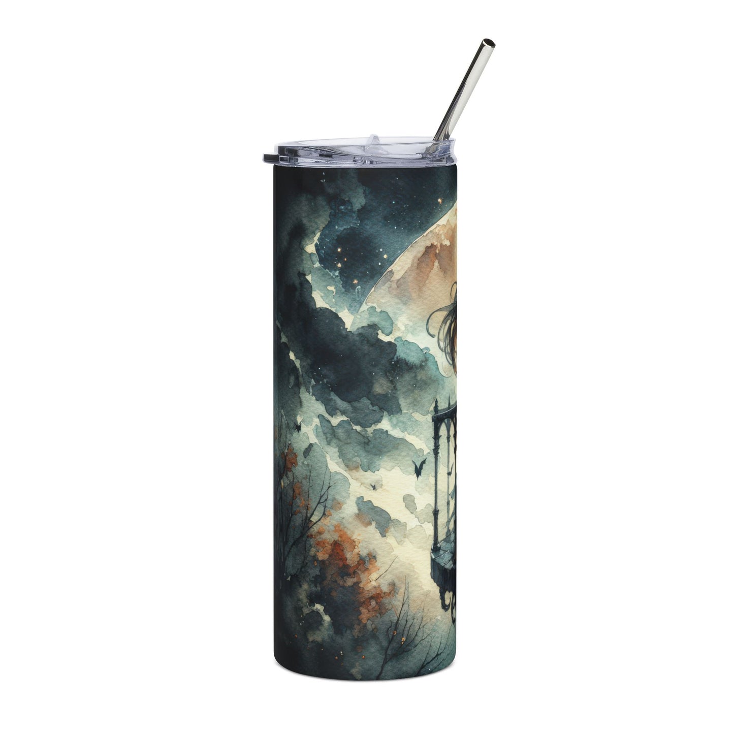 Mystical Night Stainless Steel Tumbler | 20oz Travel Mug, Fantasy Drinkware, Witchy Coffee Cup, Boho Gift, Dark Aesthetic