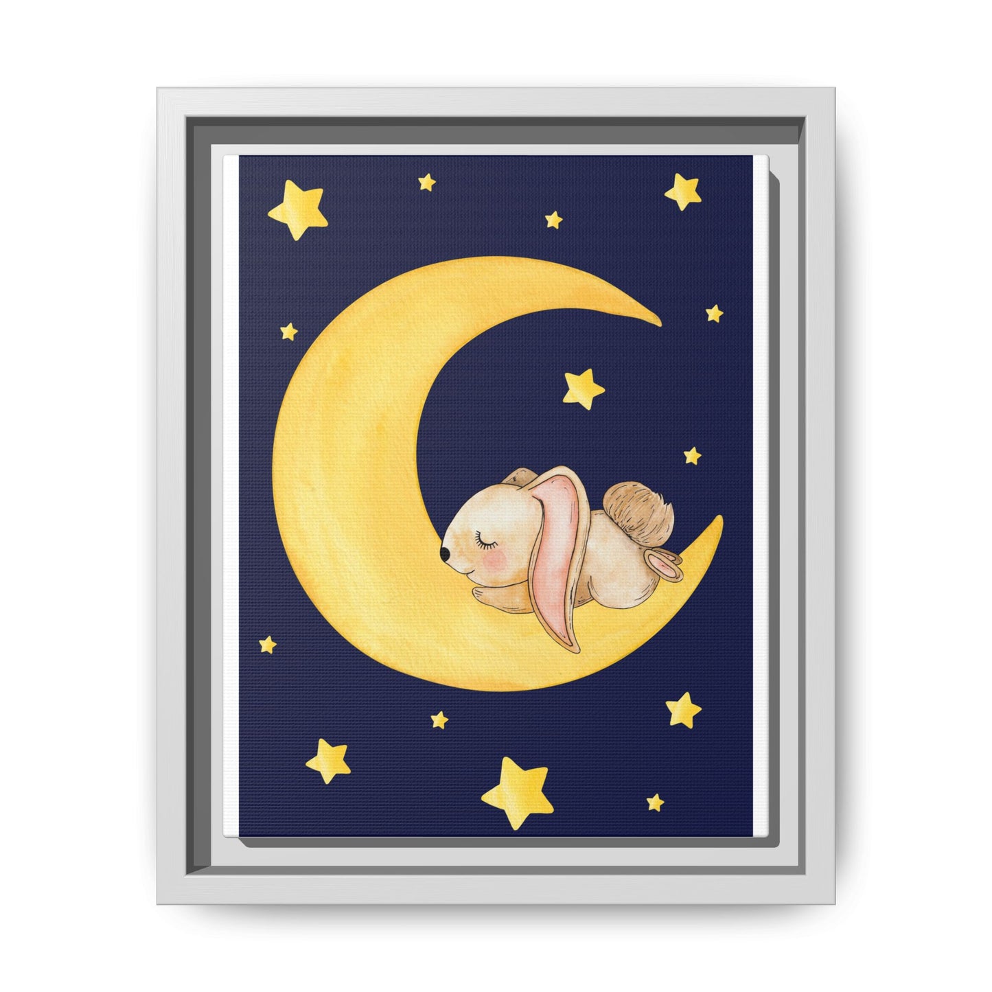 Whimsical Framed Artwork, Cute Bunny Moon Decor, Nursery Wall Art, Kid's Room Accent, Baby Shower Gift, Cozy Home Decor