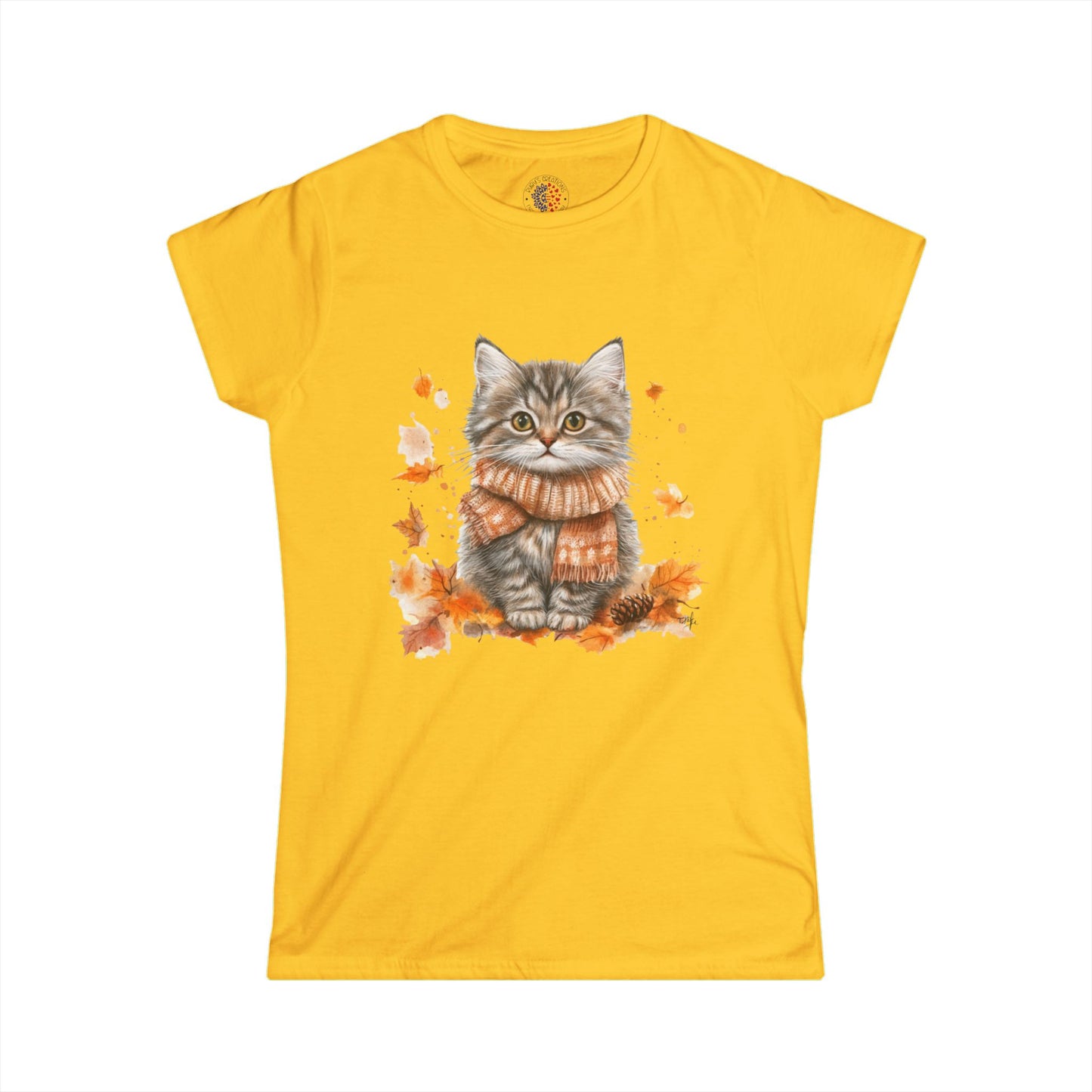 Cozy Cat Autumn Tee, Cute Cat Shirt, Fall Fashion Top, Gift for Cat Lovers, Casual Everyday Wear, Women's Tee