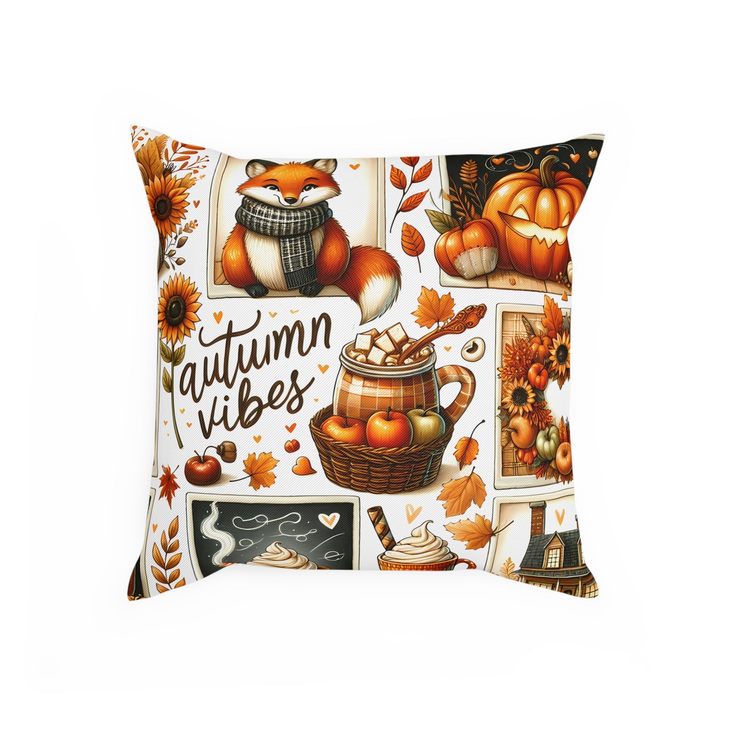 Autumn Vibes Cushion - Cozy Fall Decor, Pumpkin Pillows, Seasonal Home Accents, Gift for Thanksgiving, Rustic Autumn Decorations