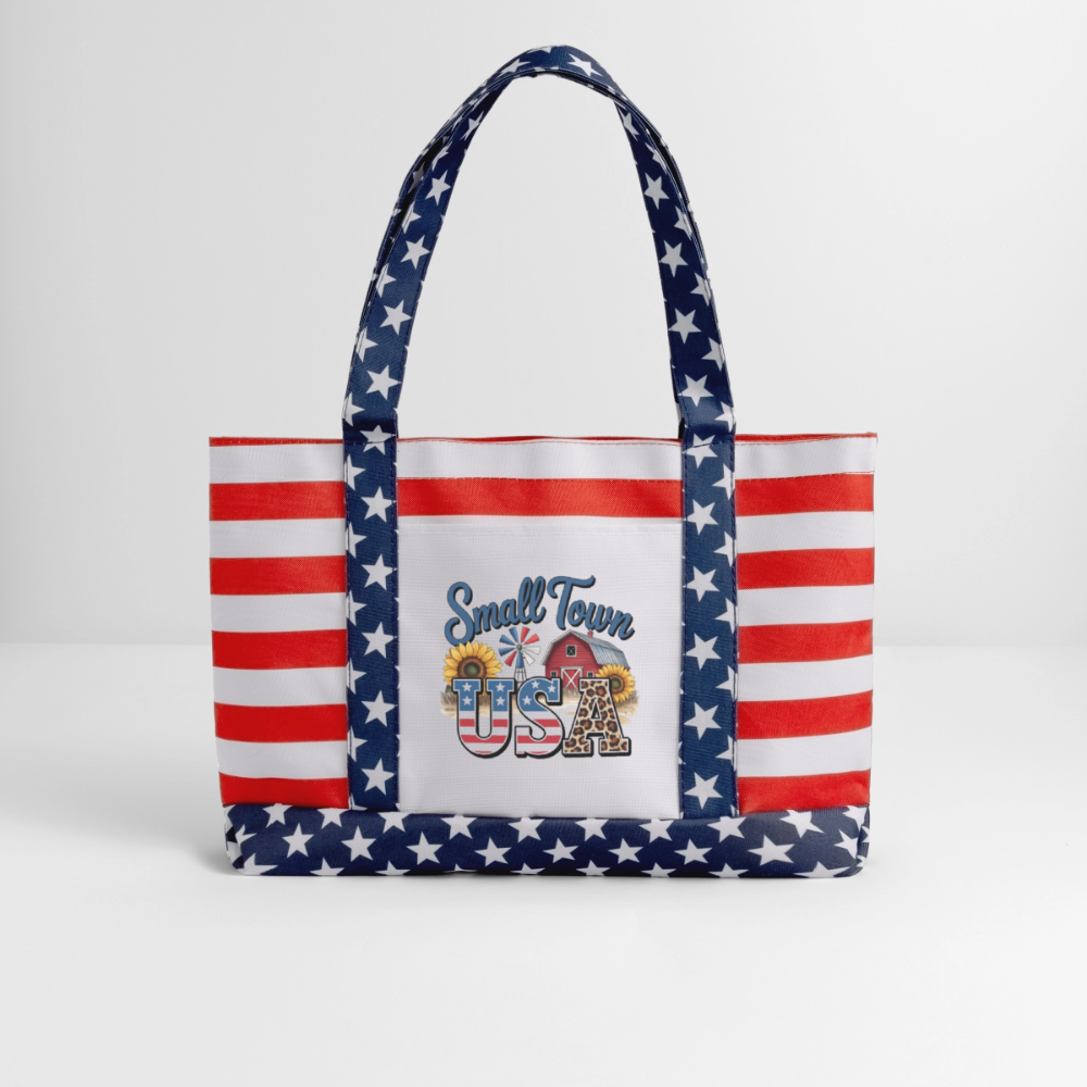 Small Town Americana Tote Bag - red/white/blue