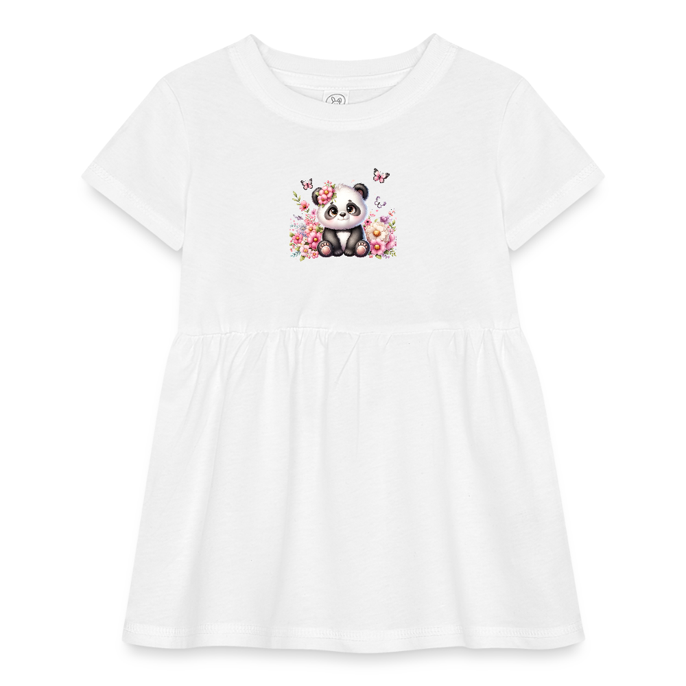 floral Panda Infant Baby Rib Dress - white